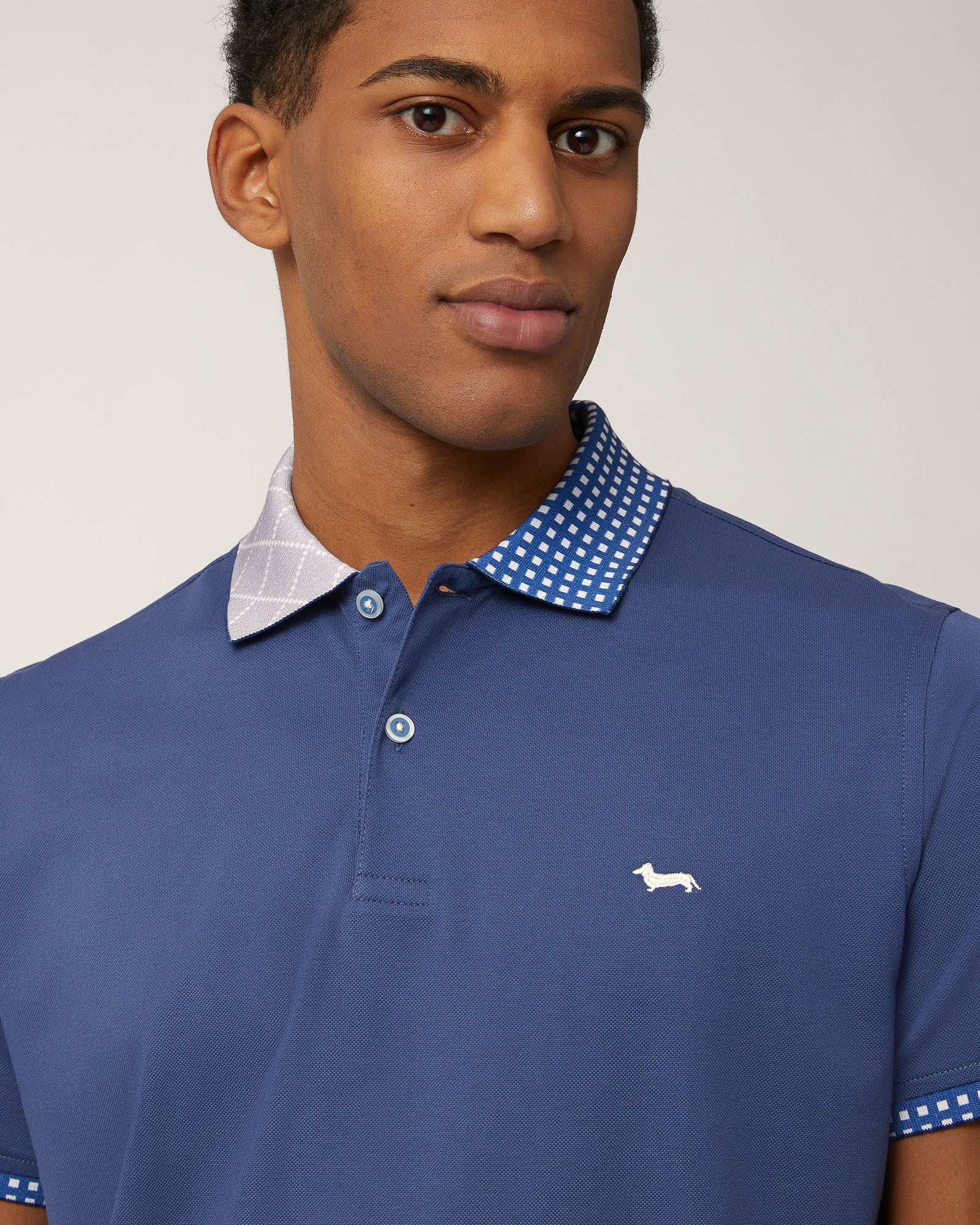 Poloshirt aus Baumwolle mit doppeltem Druck, Marineblau, large image number 2