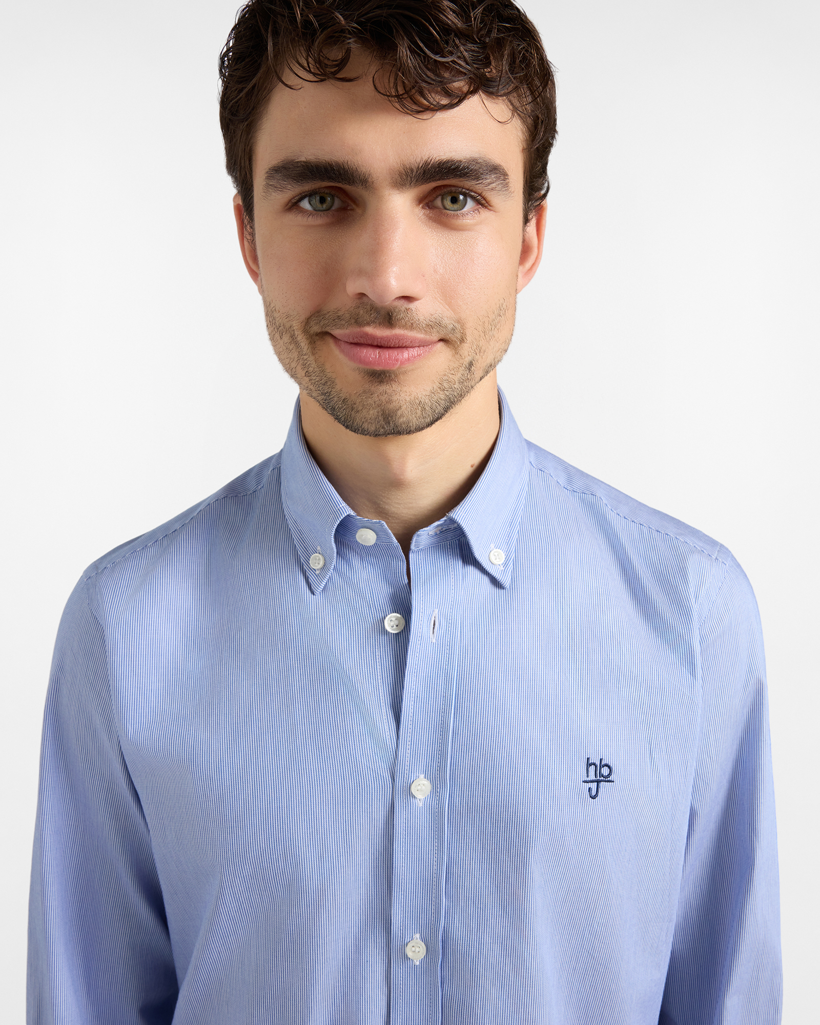 Camicia Uomo In Puro Cotone Narrow Fit, Blu chiaro, large image number 2