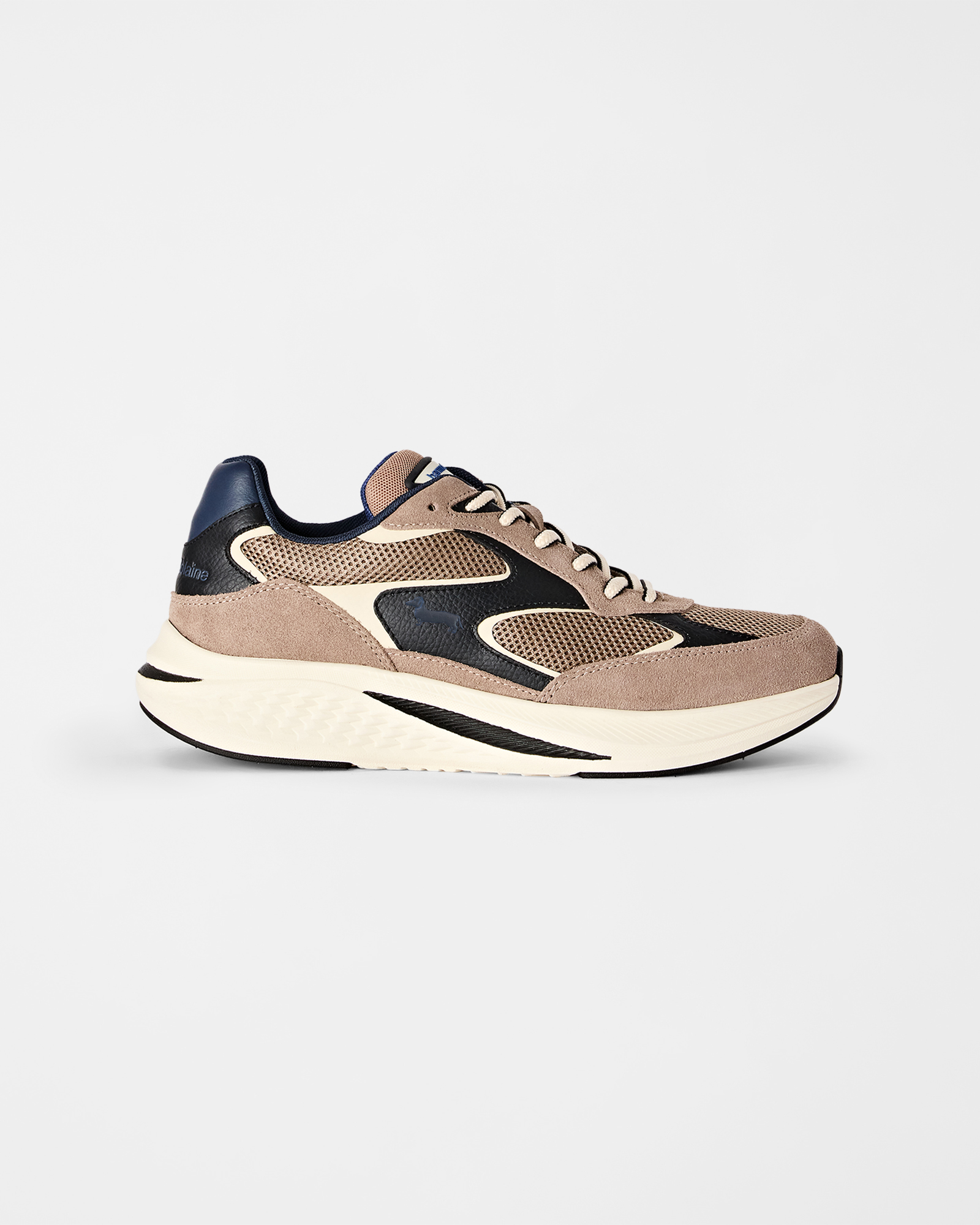 Men's Tech Runner Sneakers in Suede, Leather, and Mesh - Beige