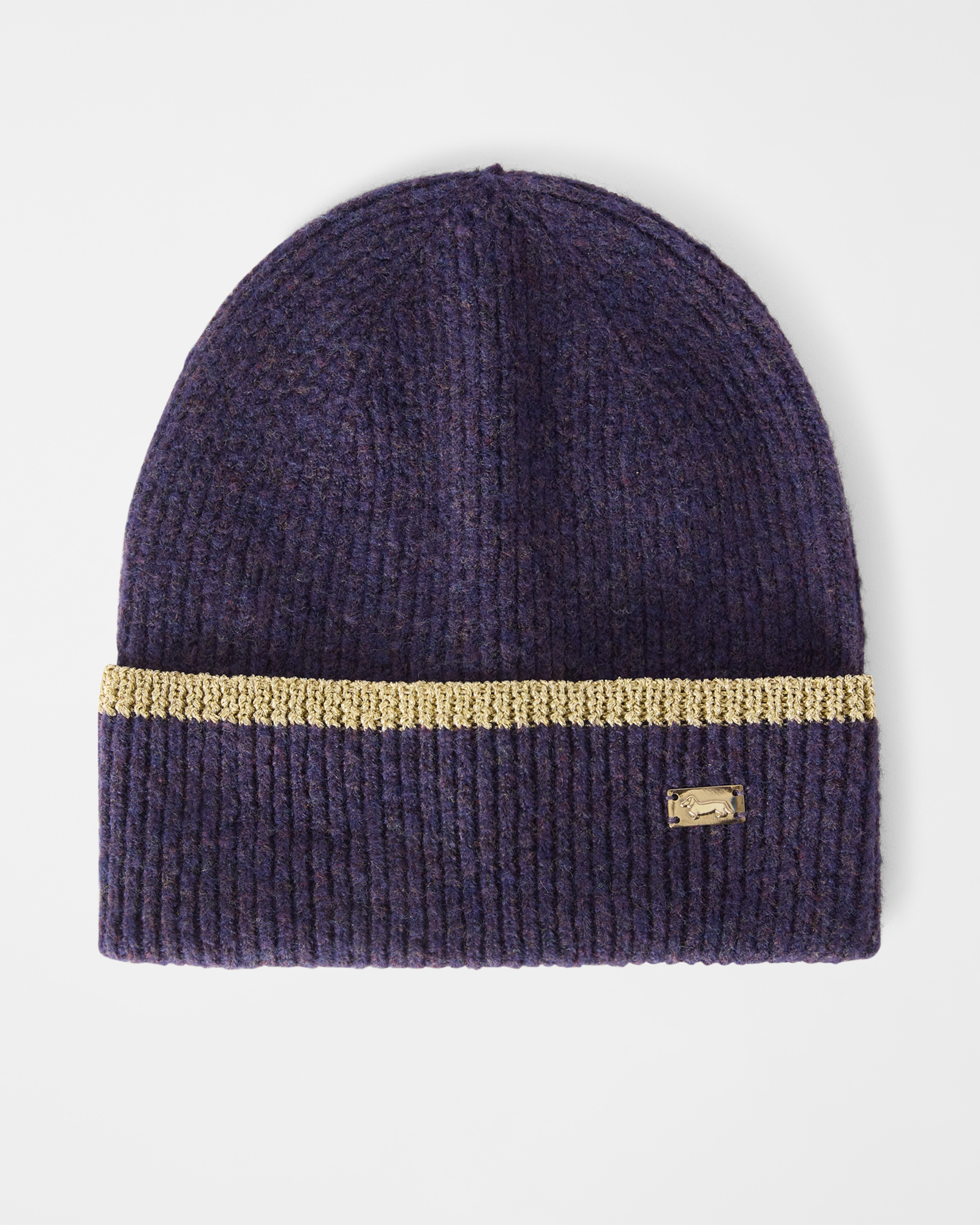Women&rsquo;s beanie with contrasting dove grey stripes