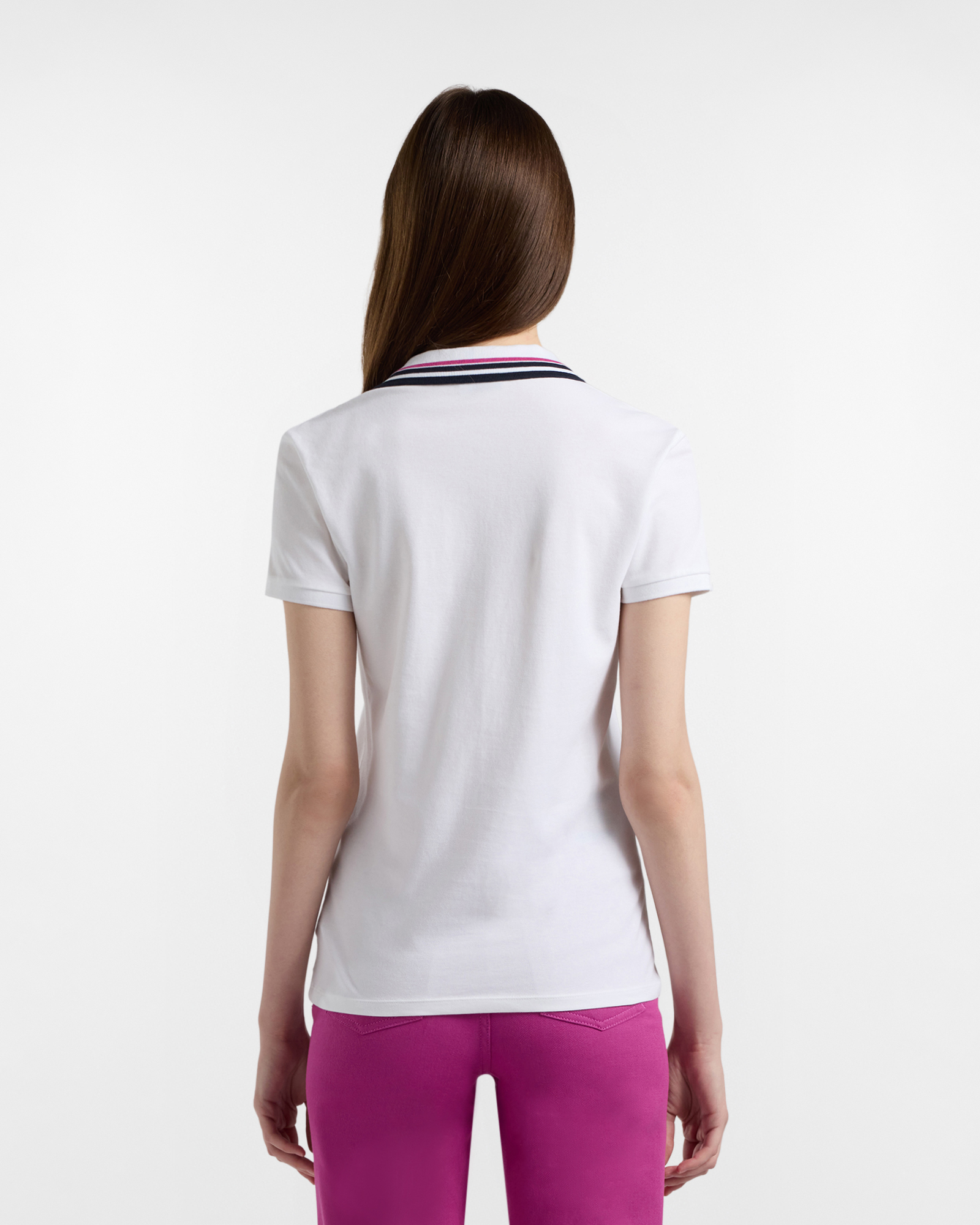 Women's polo shirt with ribbed neckline