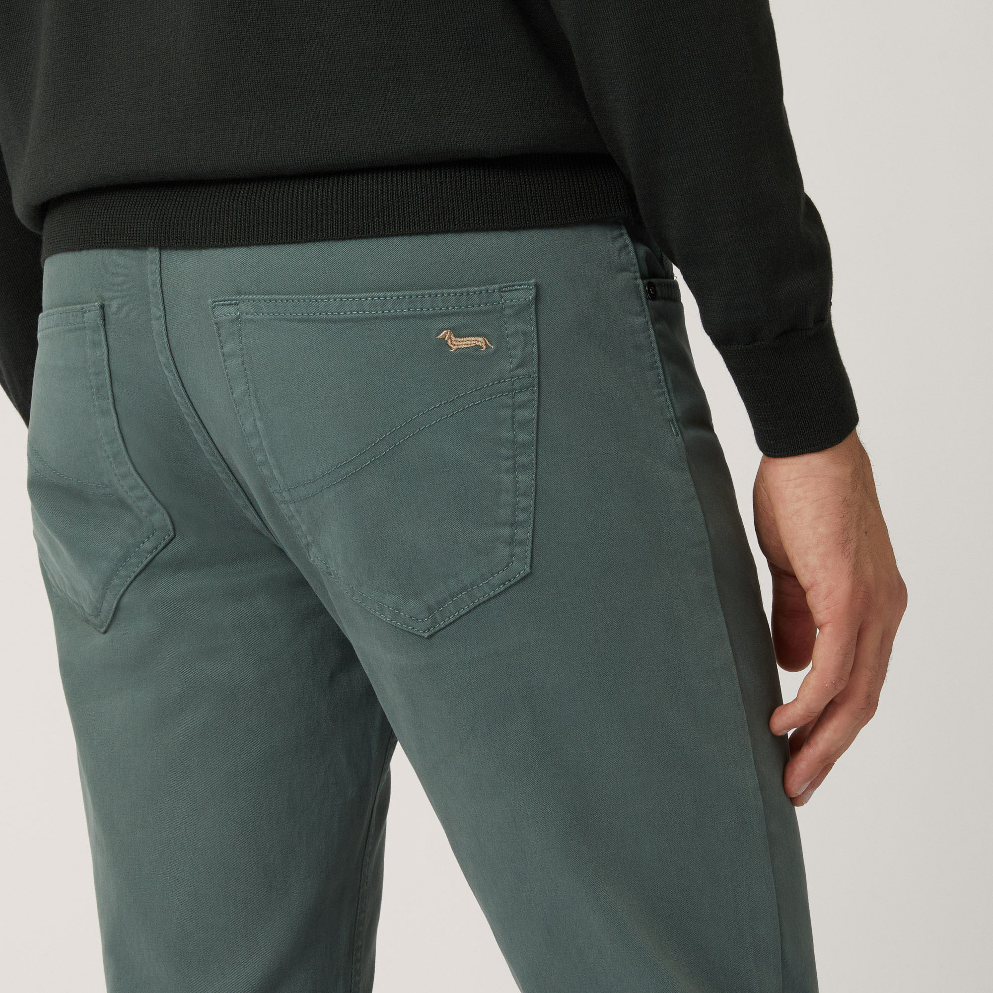 Pantalone Cinque Tasche In Cotone Stretch Elevated Utility, Verde Petrolio, large image number 2