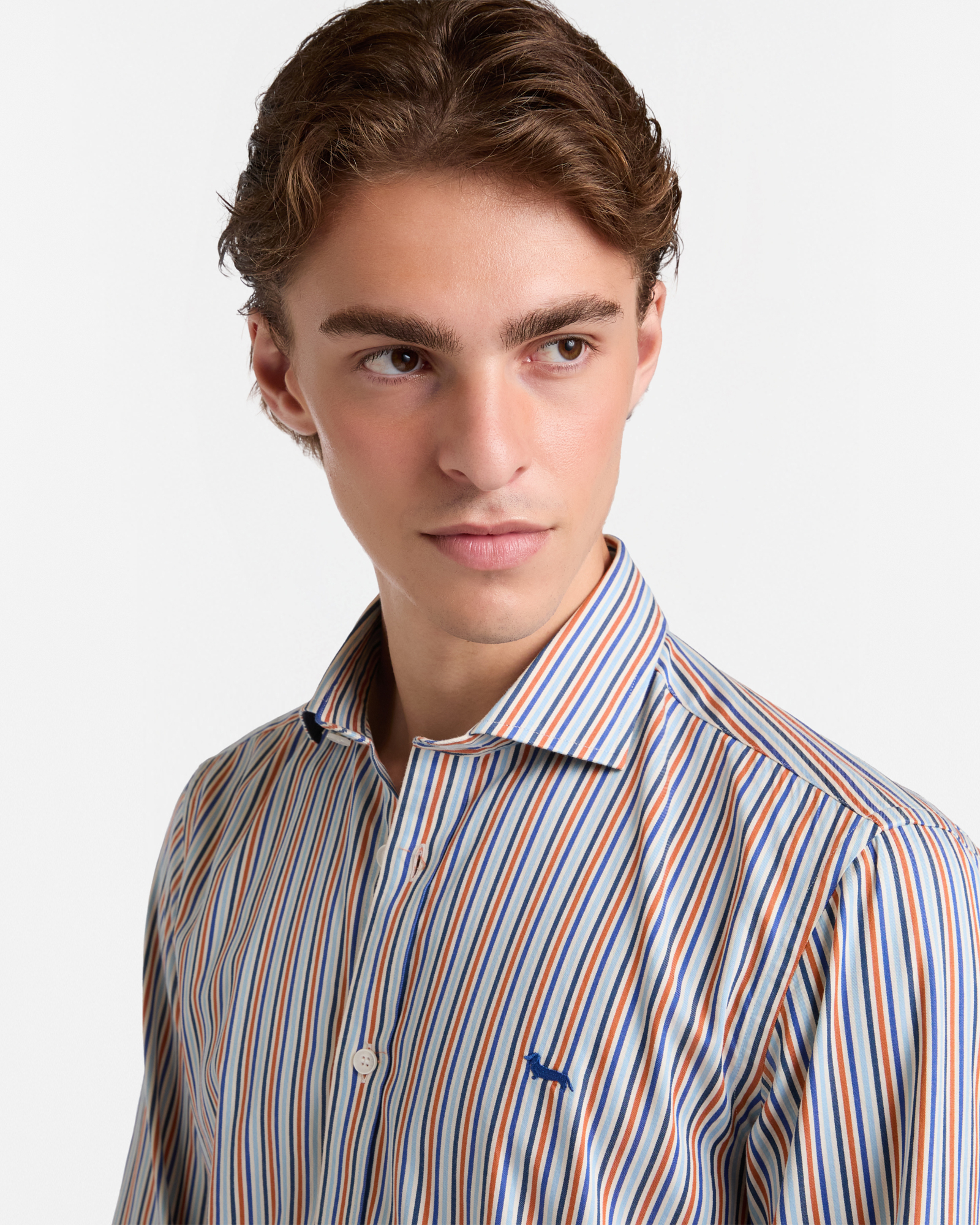 Narrow Striped Shirt, Orange, large image number 2