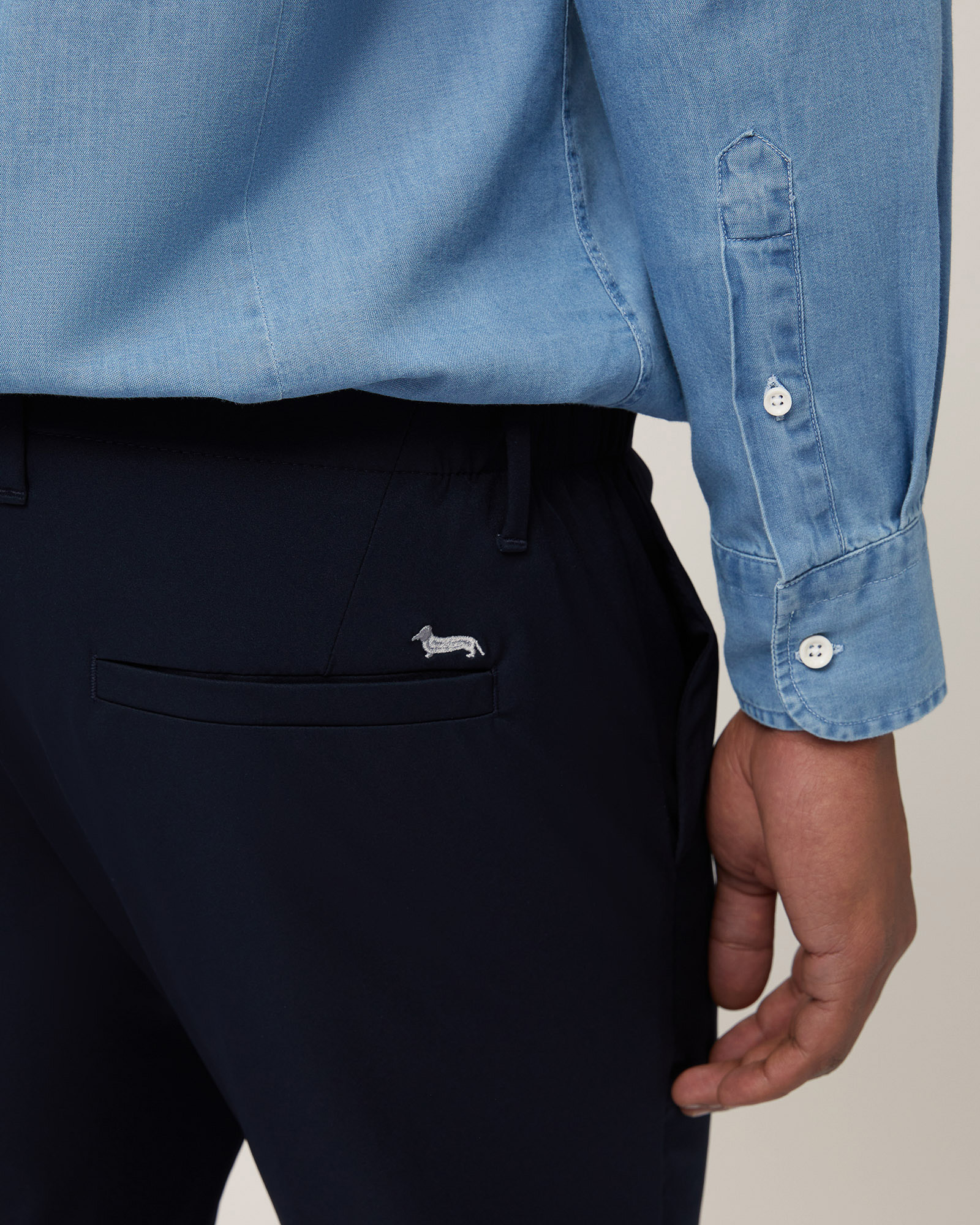 Chino Pants with Pleats, Navy Blue, large image number 2