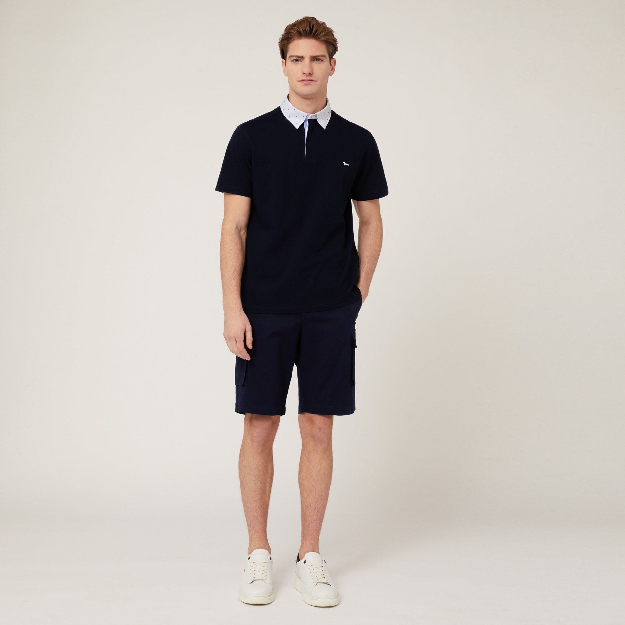 Vietri Polo Shirt with Contrasting Collar, Blue, large image number 3