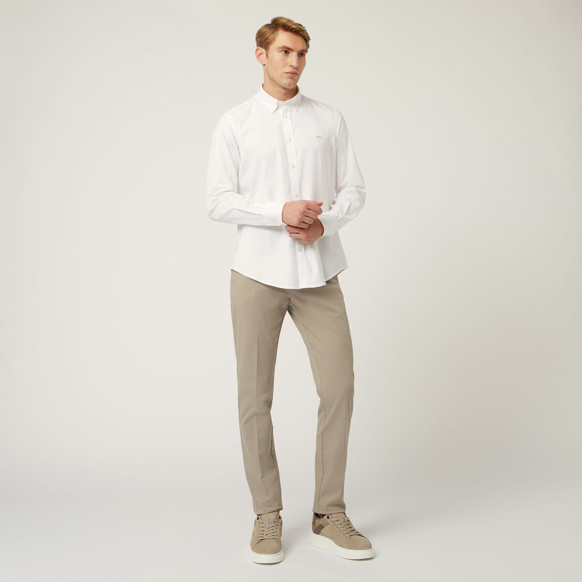 Einfarbiges Essentials-hemd aus baumwolle, Weiß, large image number 3