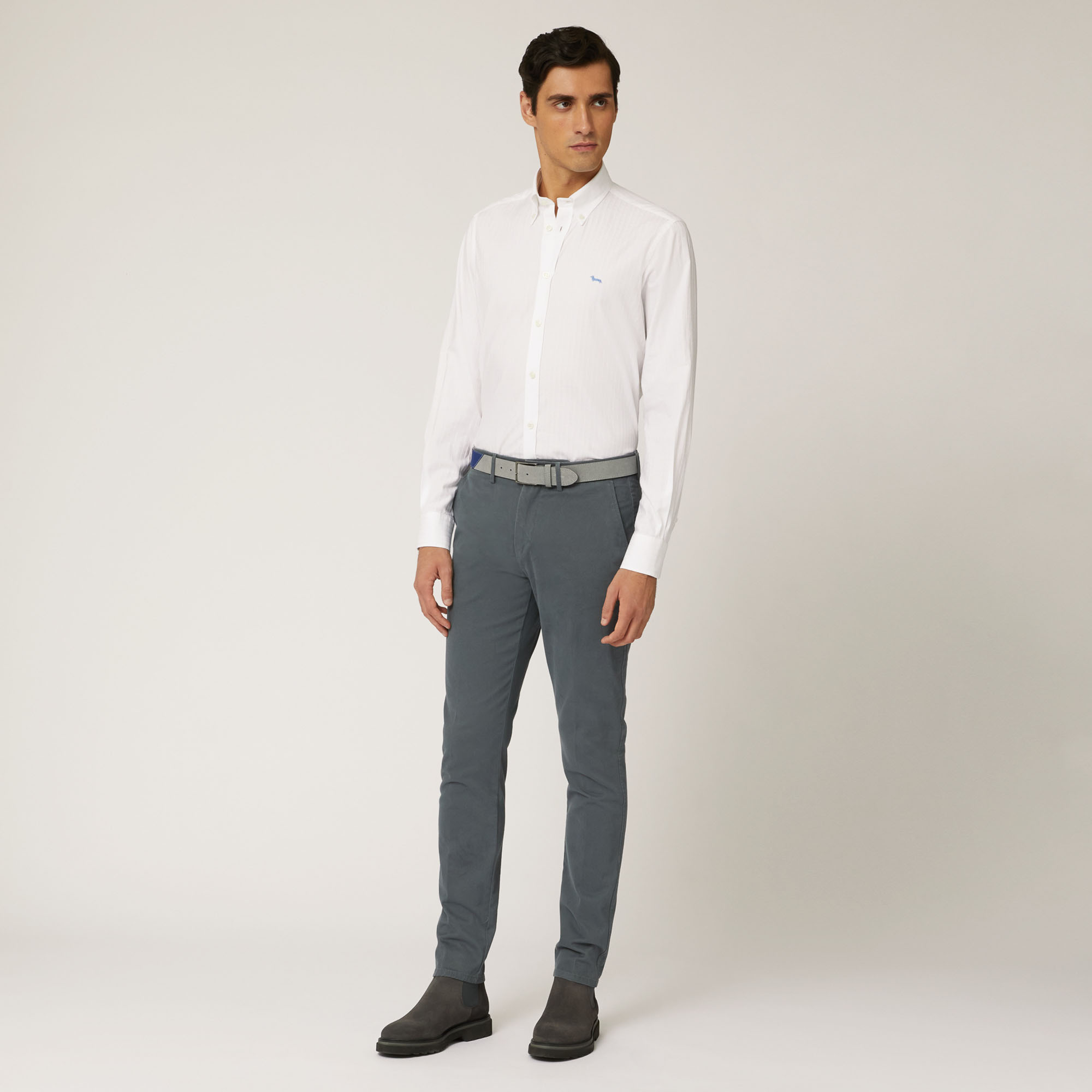 Cotton And Lyocell Check Shirt, White, large image number 3