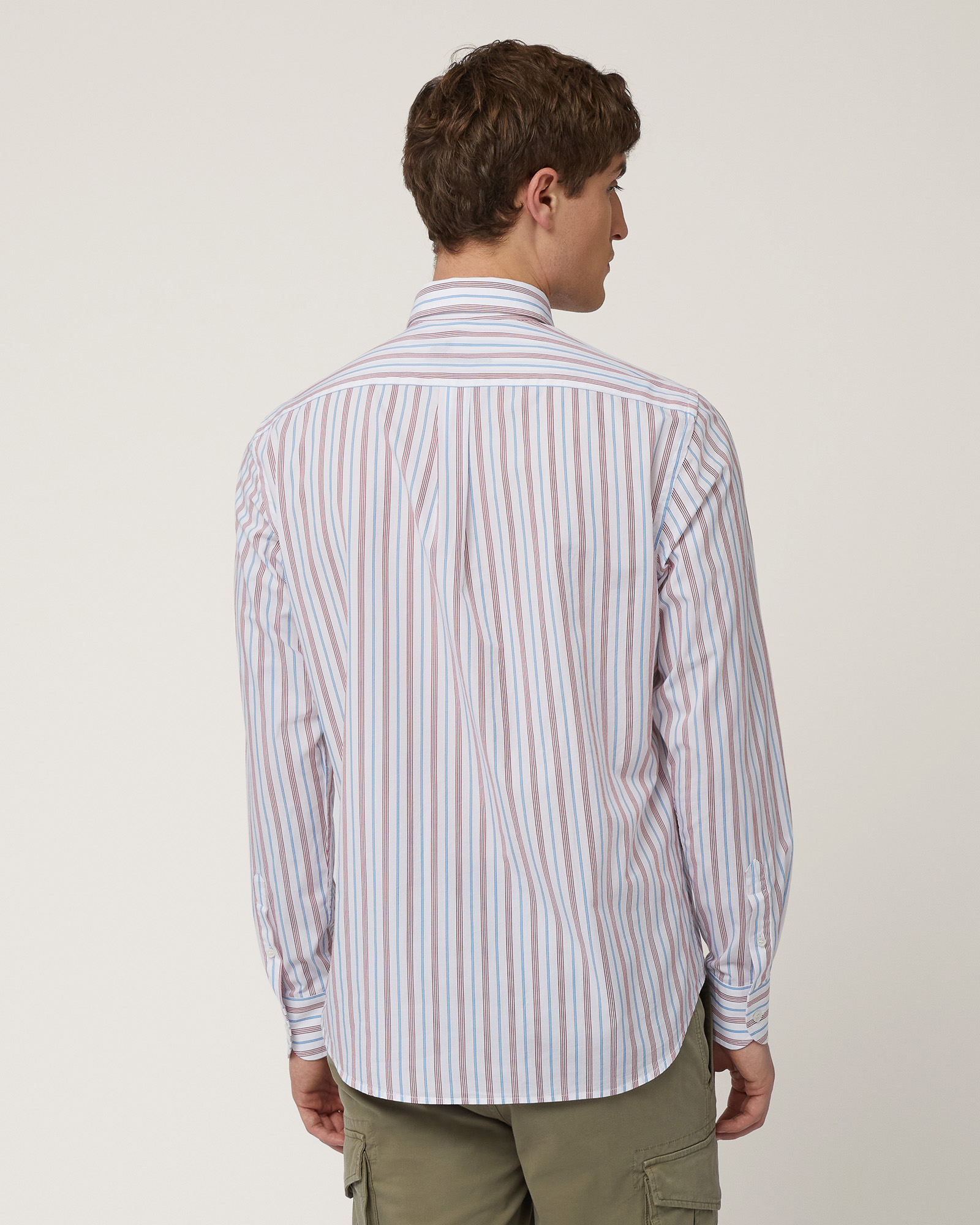 Camicia Regular A Righe, Rosso Intenso, large image number 1