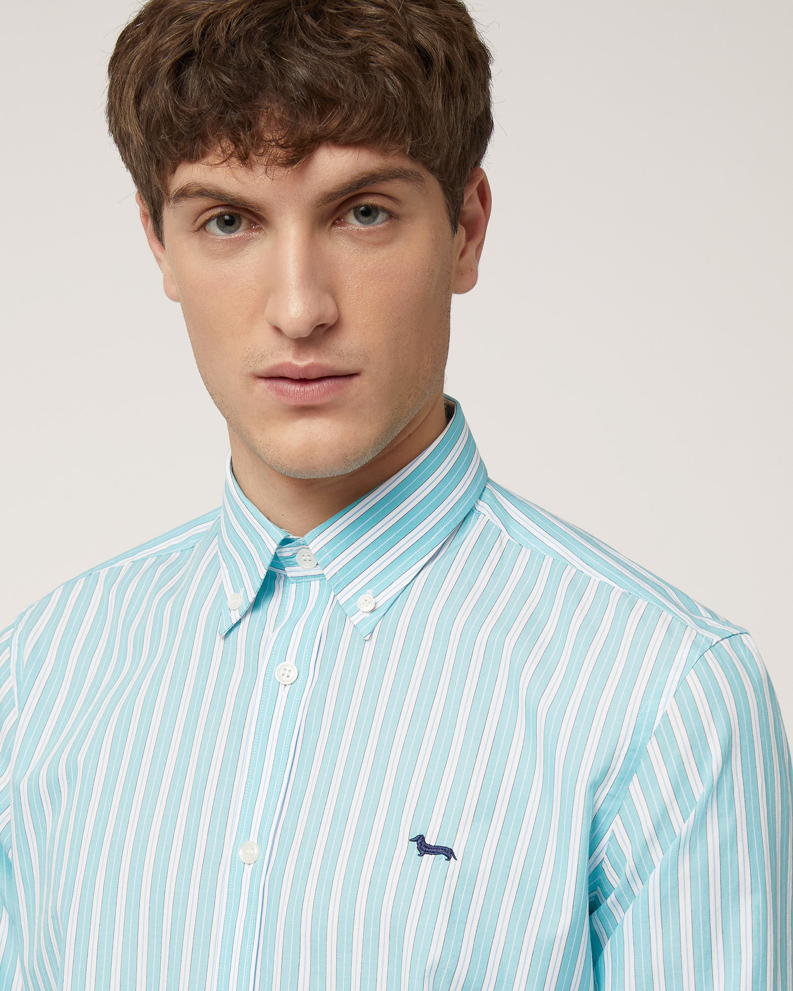 Striped Shirt with Dachshund, Turquoise, large image number 2
