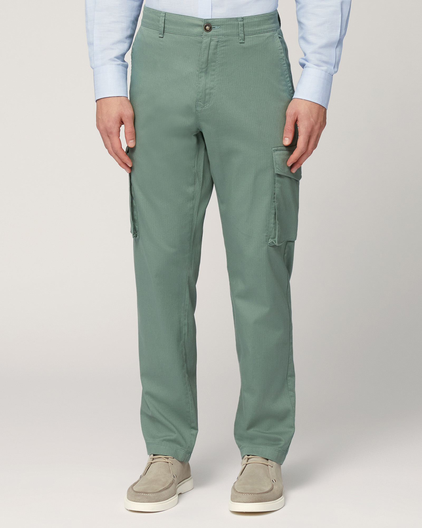 Pantaloni Chino Tasche Cargo, Verde Lichene, large