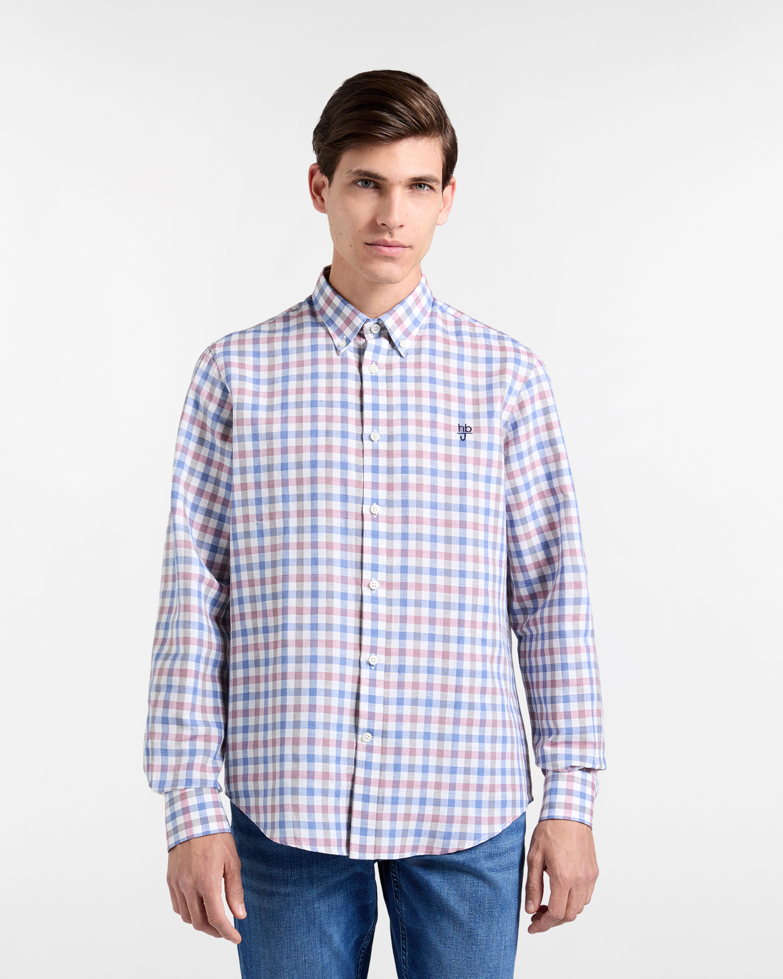 Harmont&Blaine - Camicia Uomo Check Regular Fit, Uomo, Blu chiaro, Taglia: L
