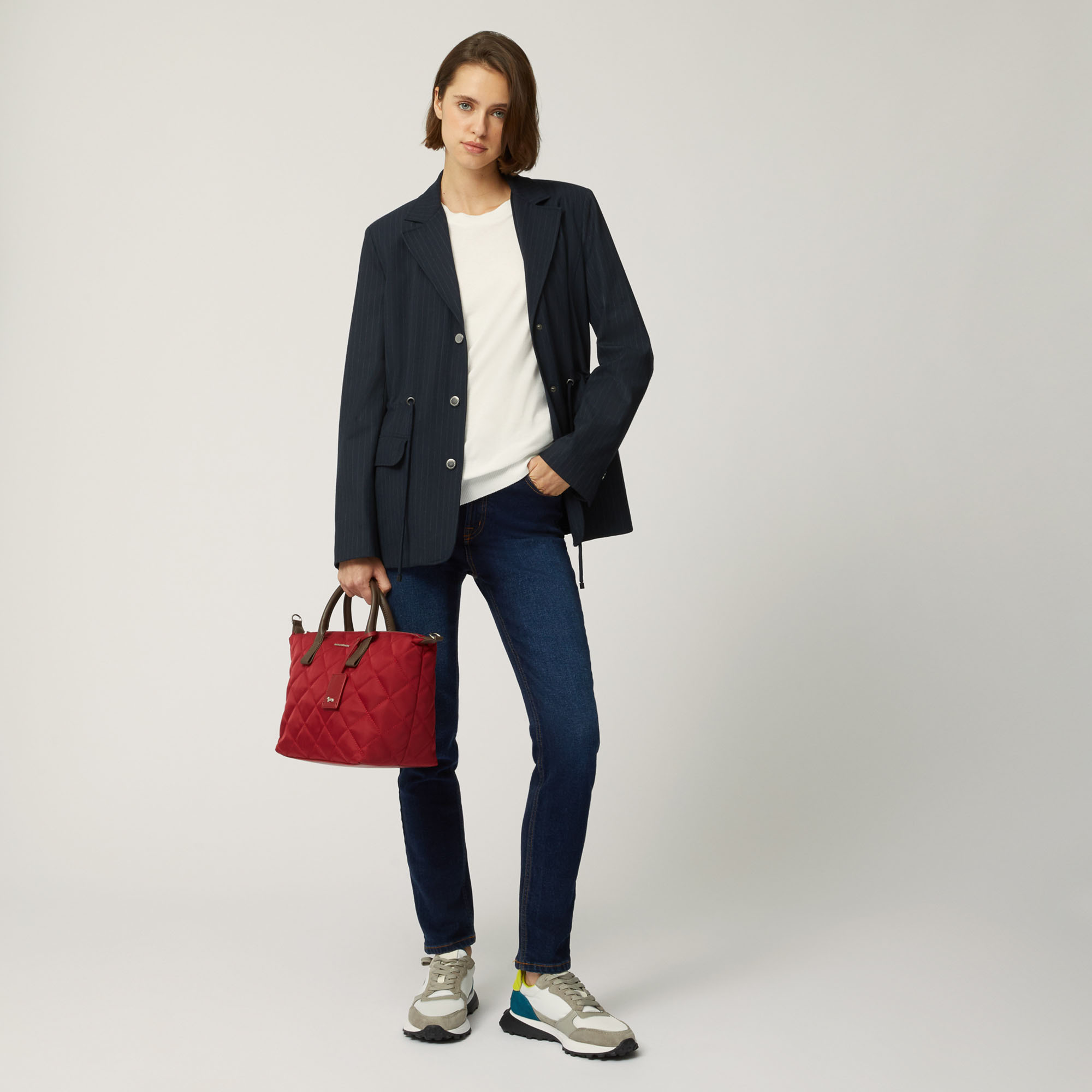 Giacca In Stile Cardigan Con Coulisse, Blu Navy, large image number 3