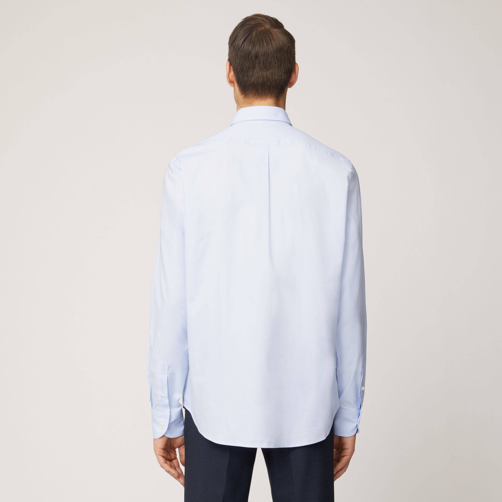 Camicia In Cotone Con Collo Con Bottoncini, Azzurro, large
