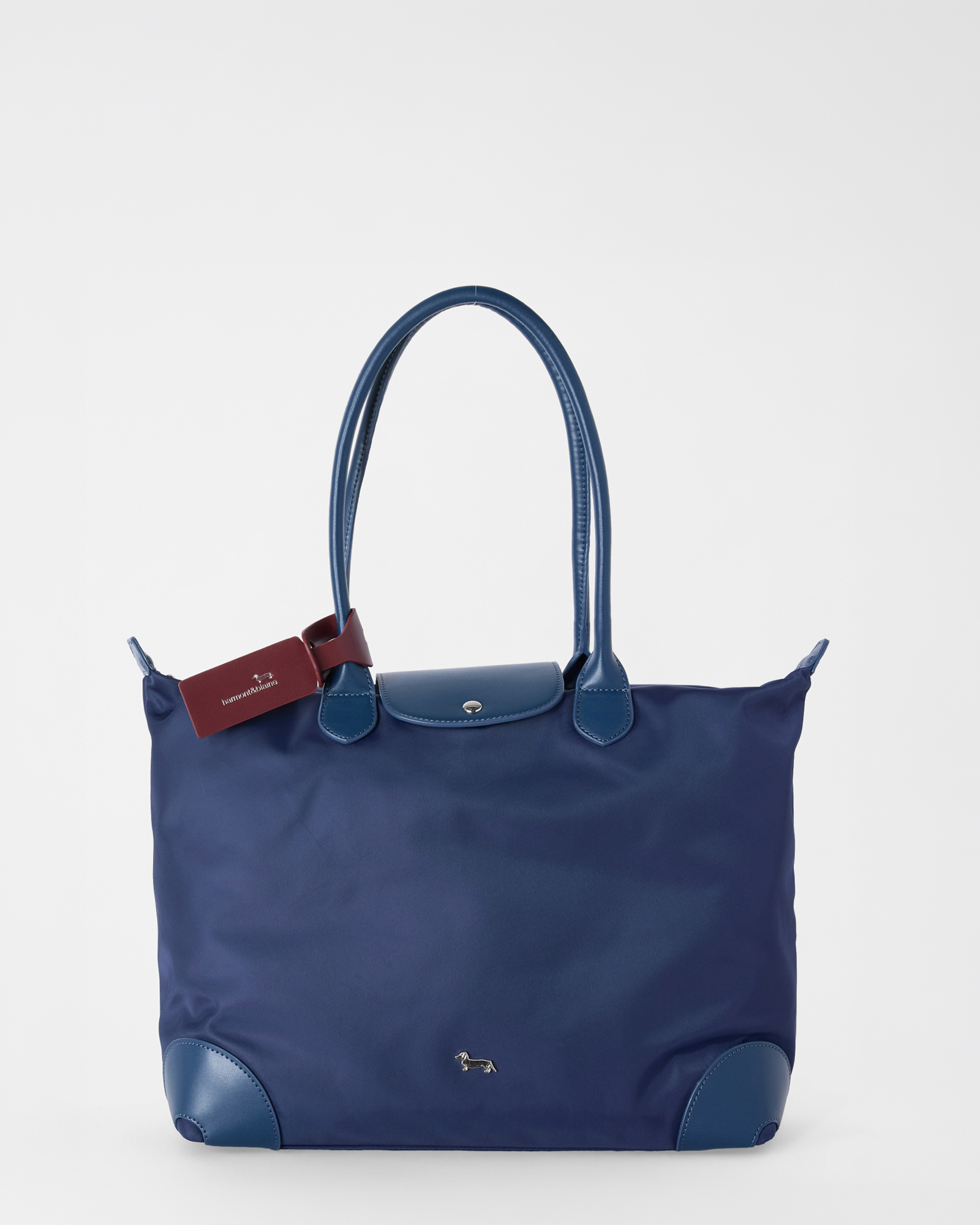 Women's dark blue shopper with small flap