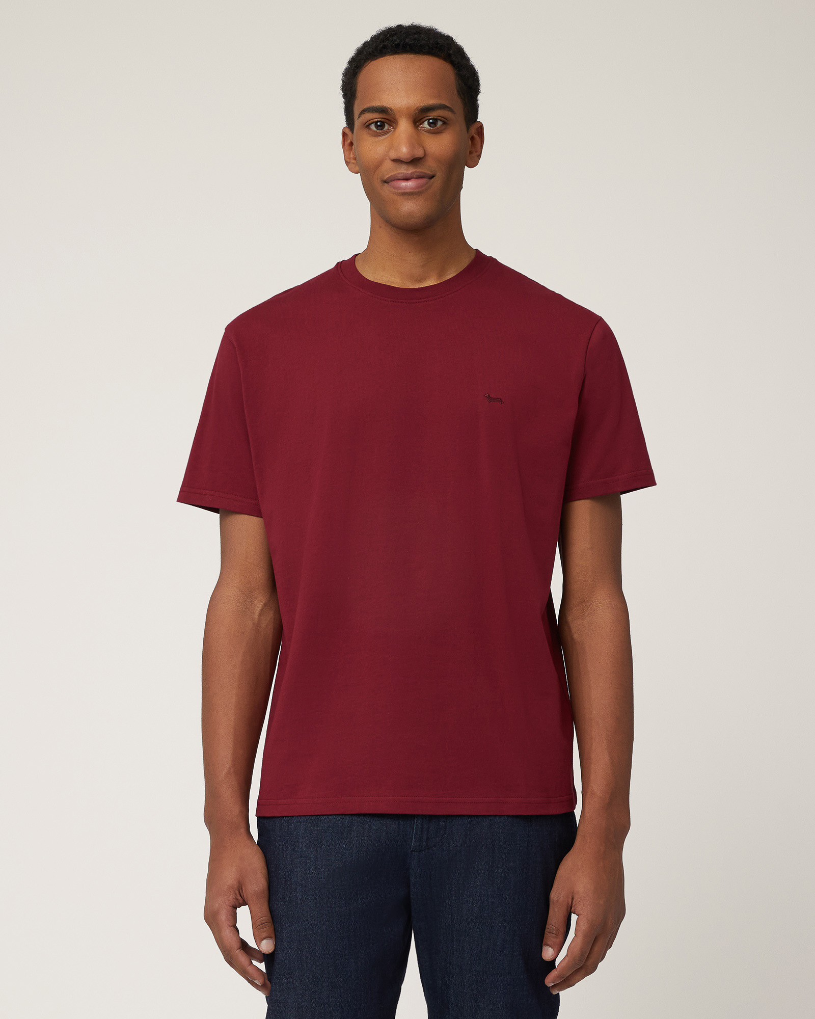 T-Shirt Relaxed Fit In Cotone, Bordeaux, large