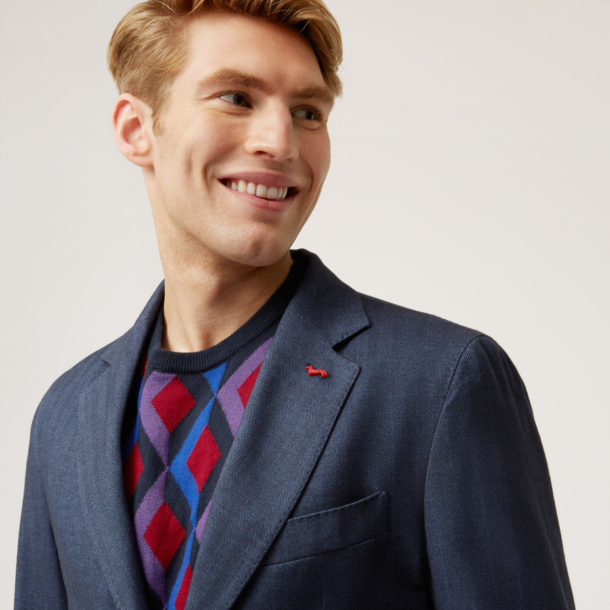 Blazer In Cotone Armaturato, Blu Chiaro, large image number 2