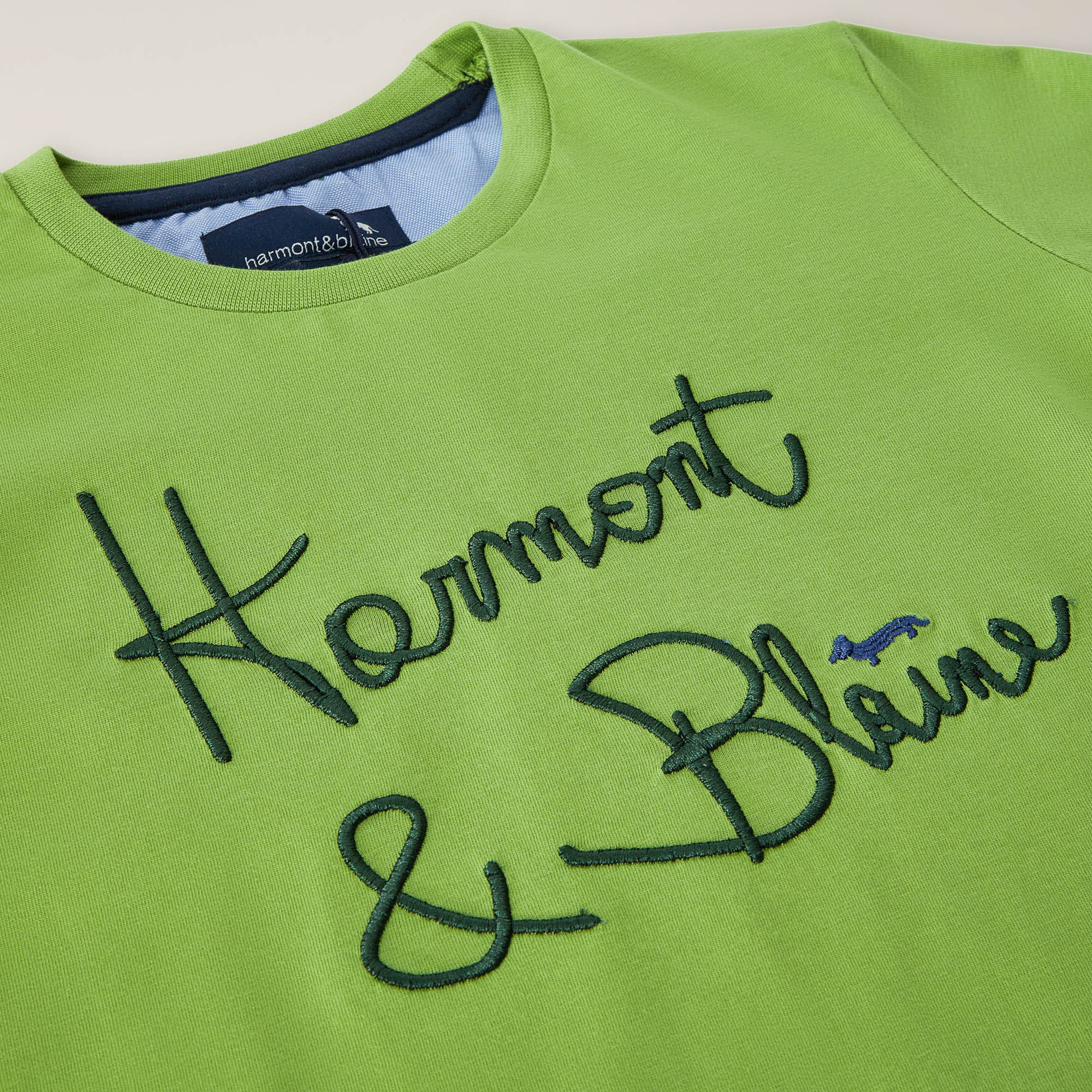 T-shirt girocollo con ricamo logo, Verde Acido, large image number 2