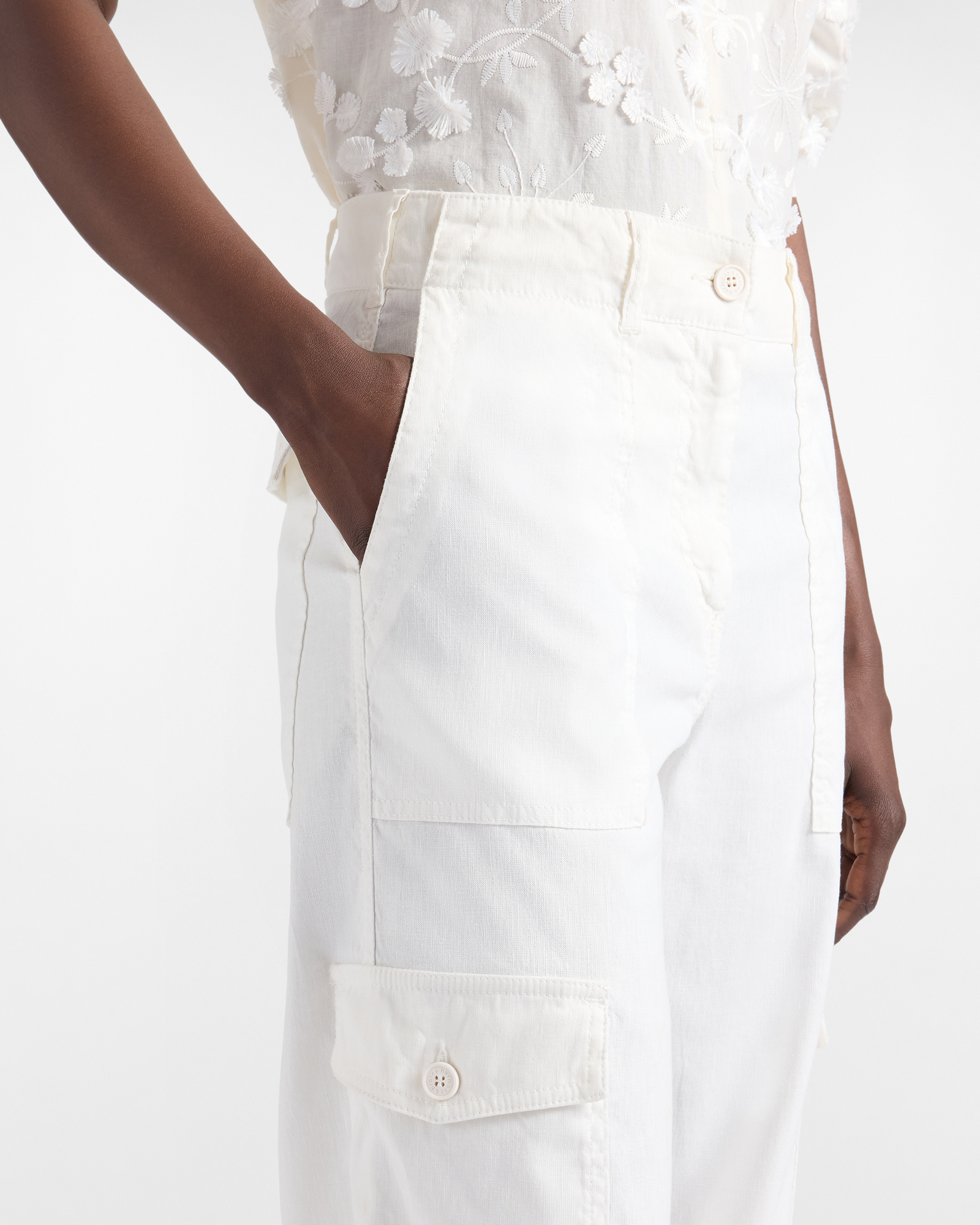 Women&rsquo;s wide leg cargo pants, White, large image number 2