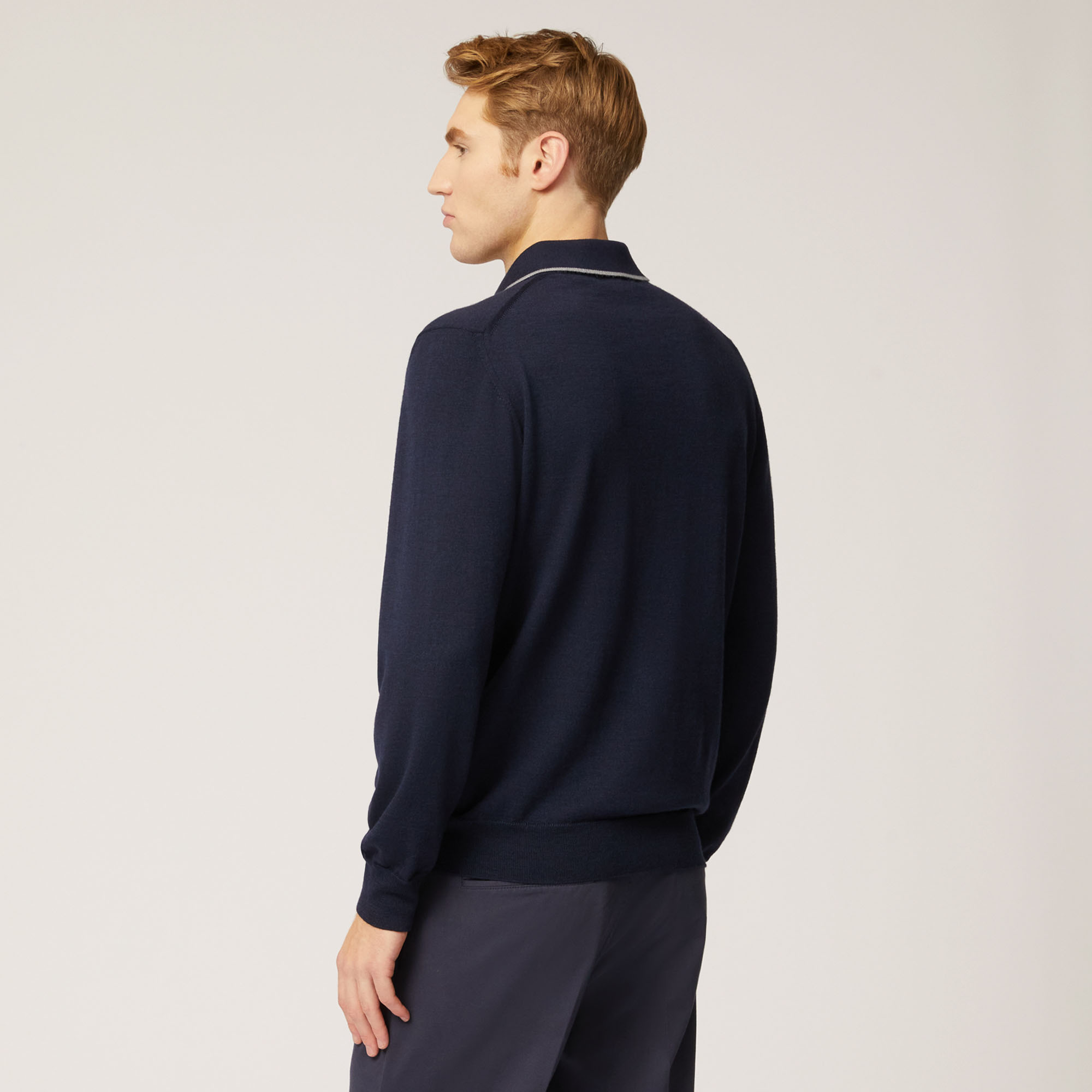 Pullover Con Colletto E Bottoni, Blu Scuro, large image number 1