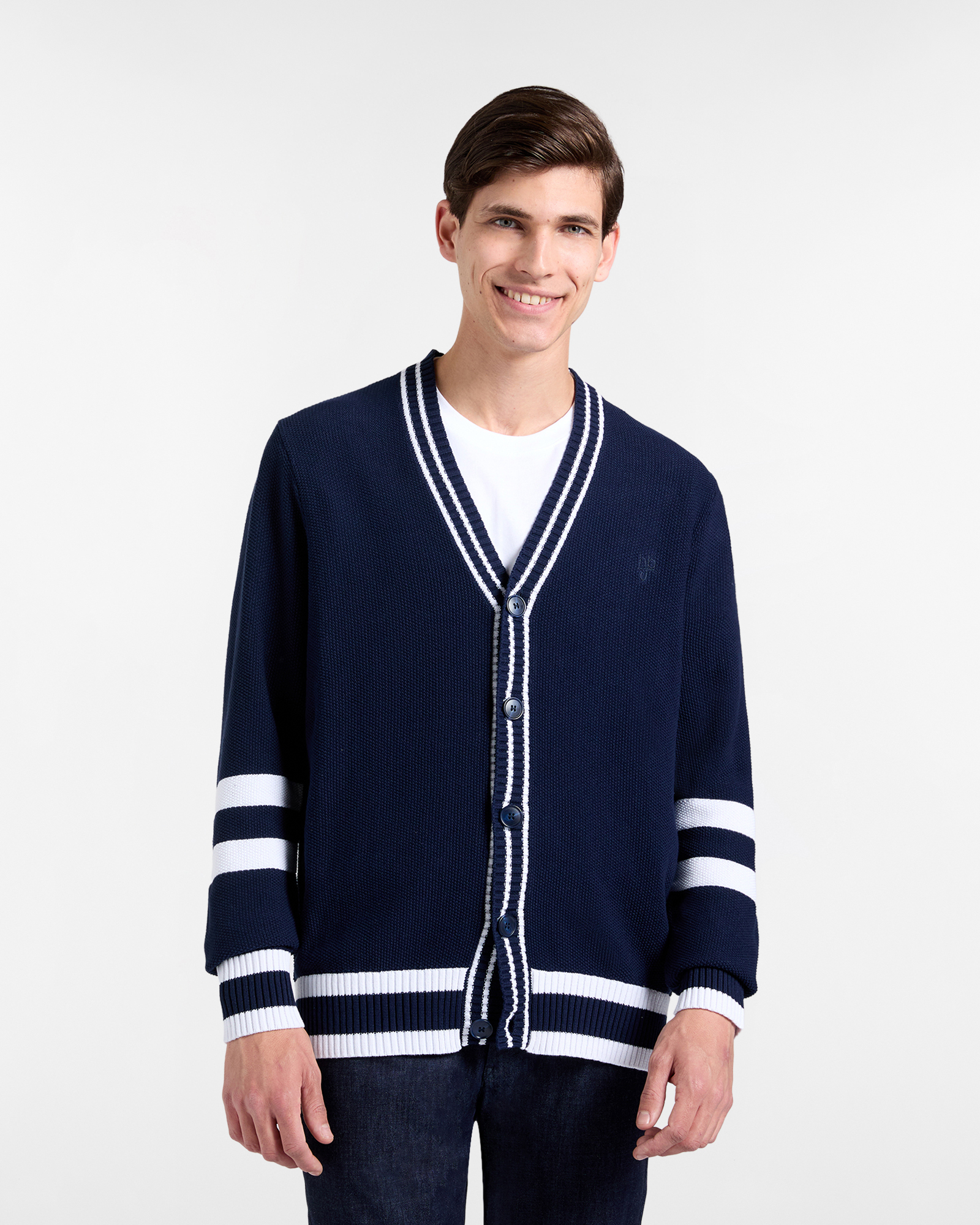 Cardigan Uomo con Fasce sulle Maniche