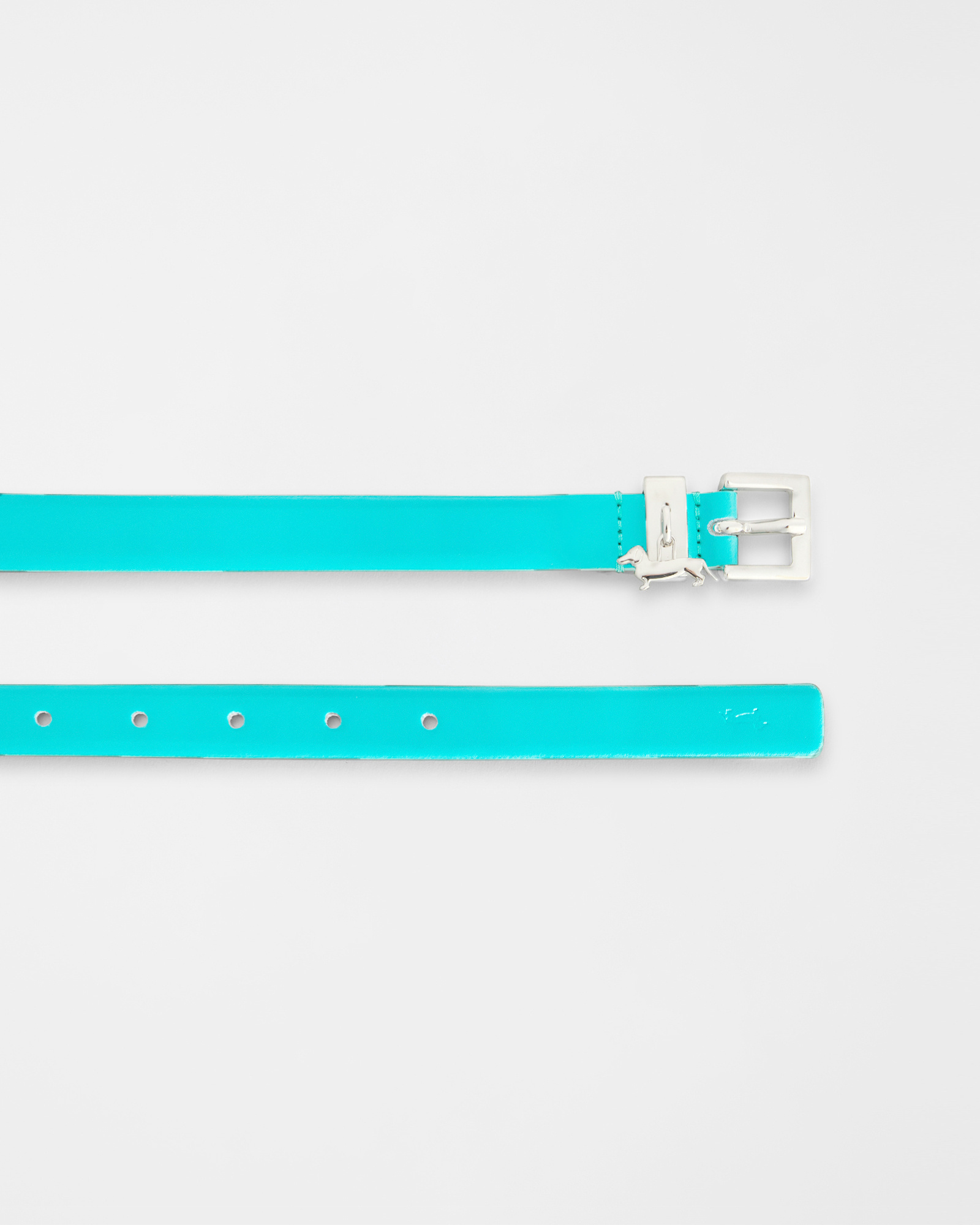 Leather belt with dachshund charm, Green, large image number 1