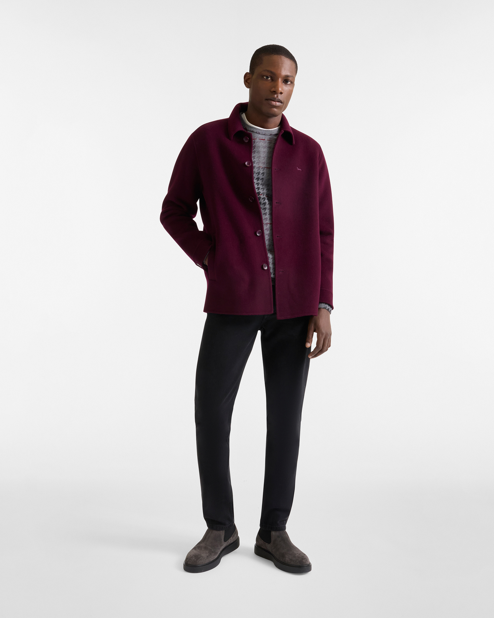 Wool Overshirt, Dark Red, large image number 3