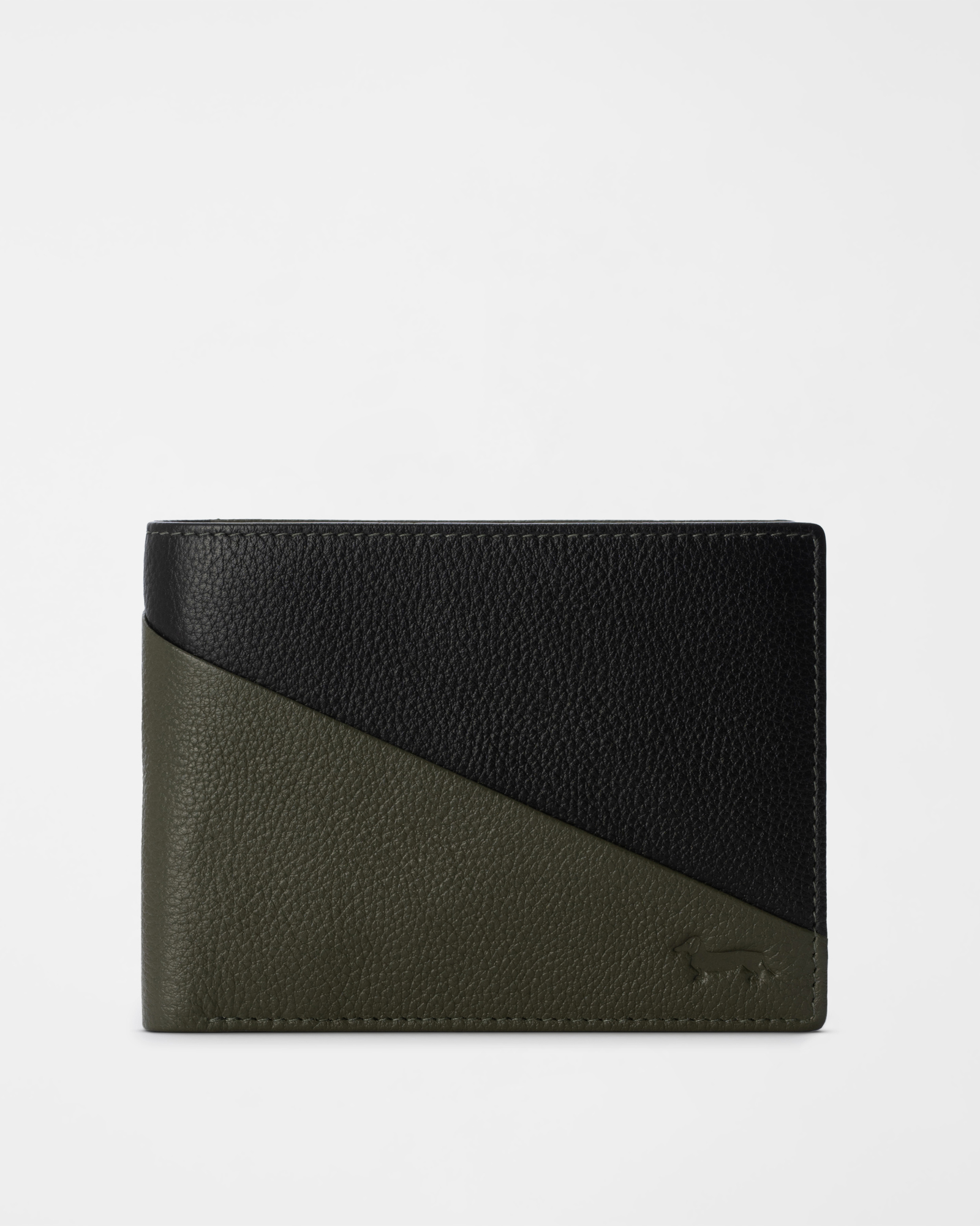 Men&rsquo;s Two-Tone Genuine Leather Wallet with Coin Pocket, GREEN, large