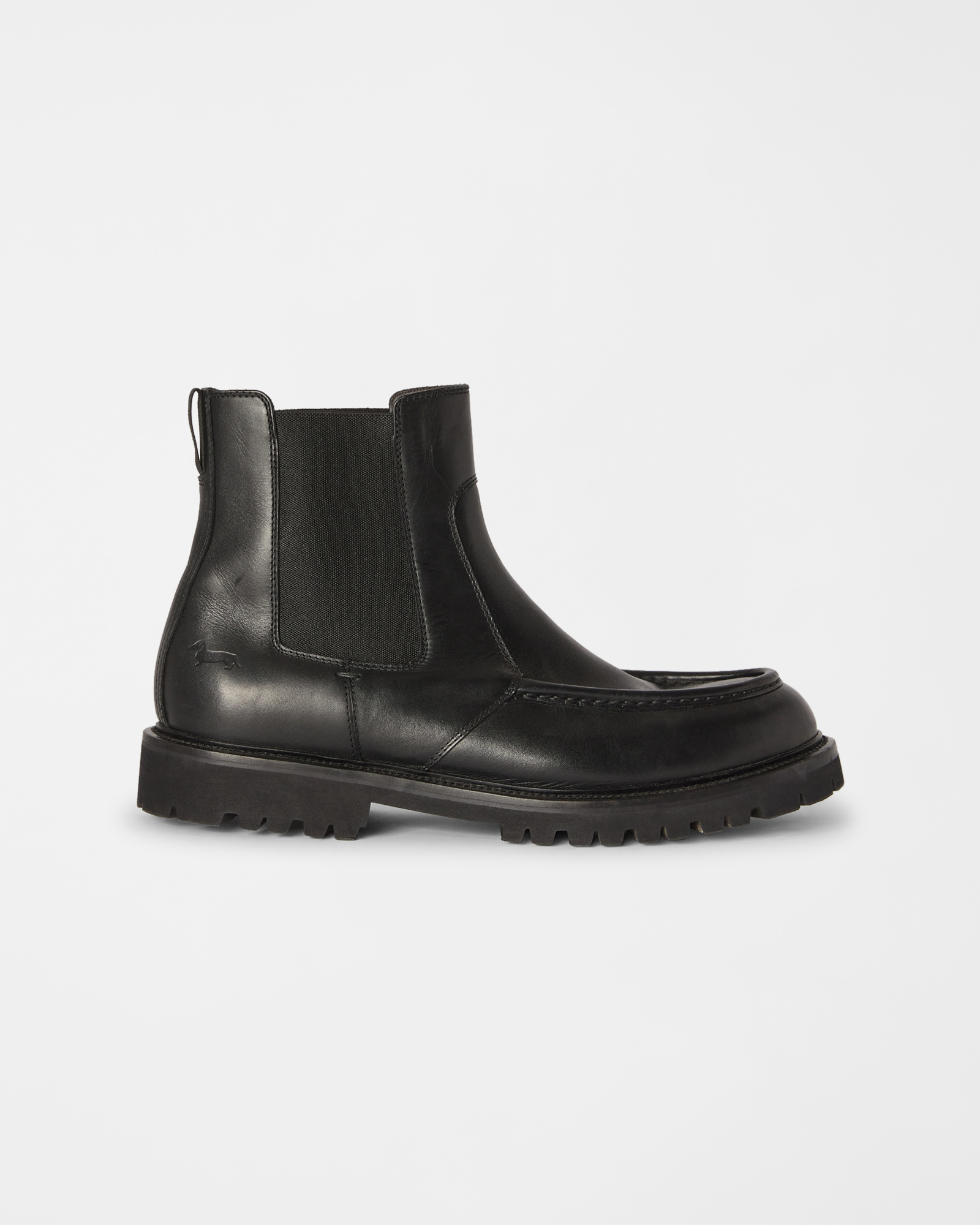 Chelsea boot Uomo in vera pelle con punta cucita stile mocassino nero