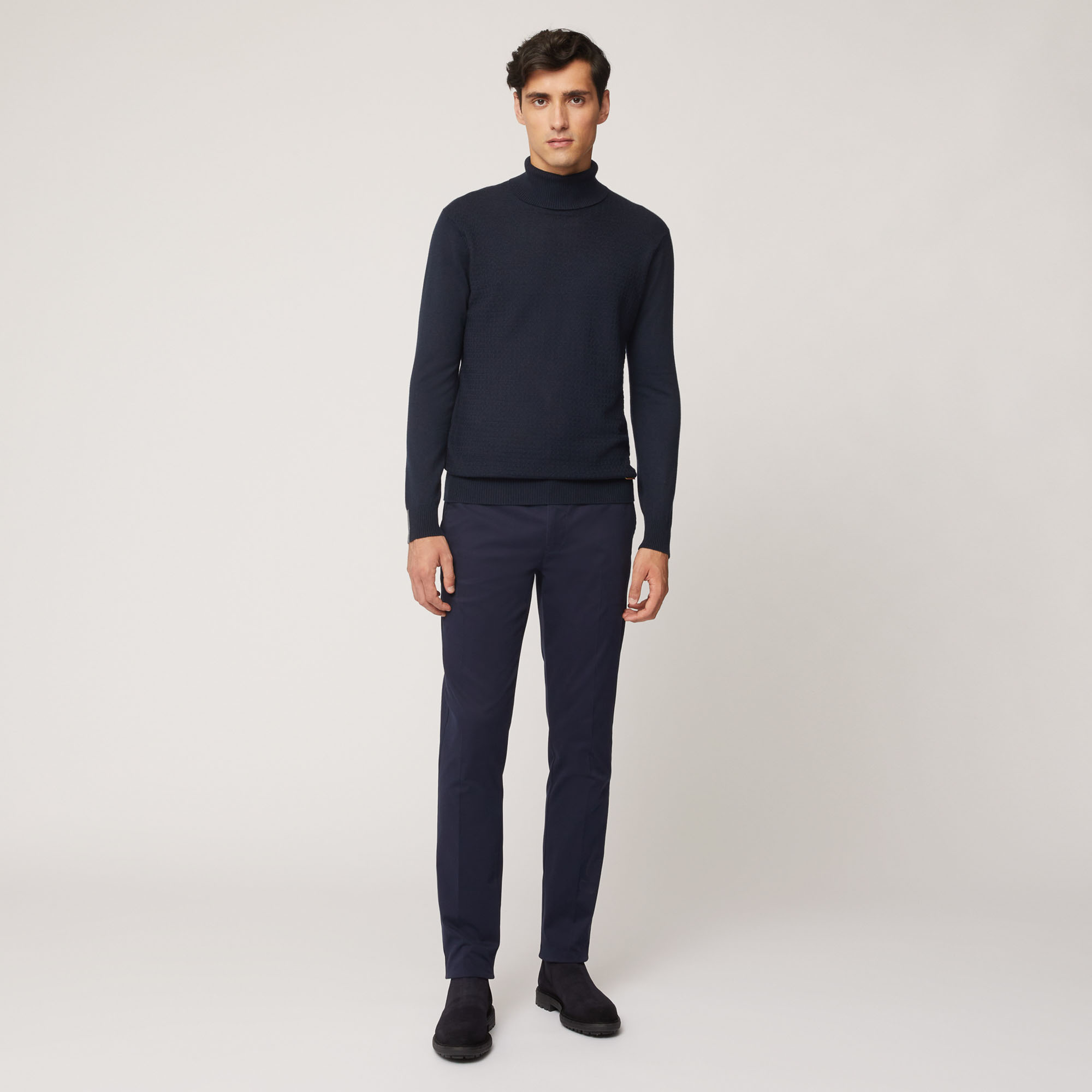 Dolcevita In Misto Lana Con Texture 3D, Light Blue, large image number 3