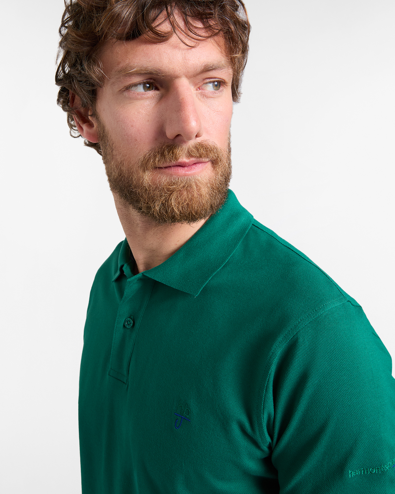 Polo uomo basic tinta unita, Verde bottiglia, large image number 2
