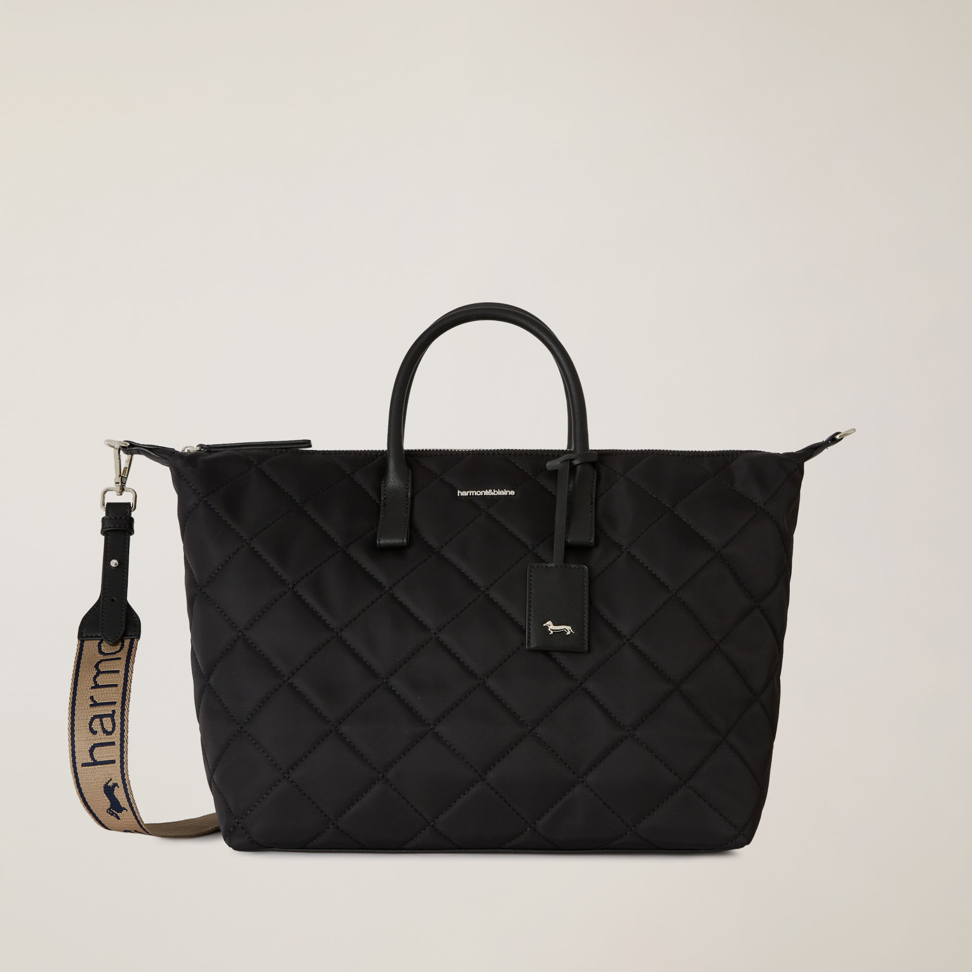 Quilted Shopper Bag With Removable Shoulder Strap, Black, large