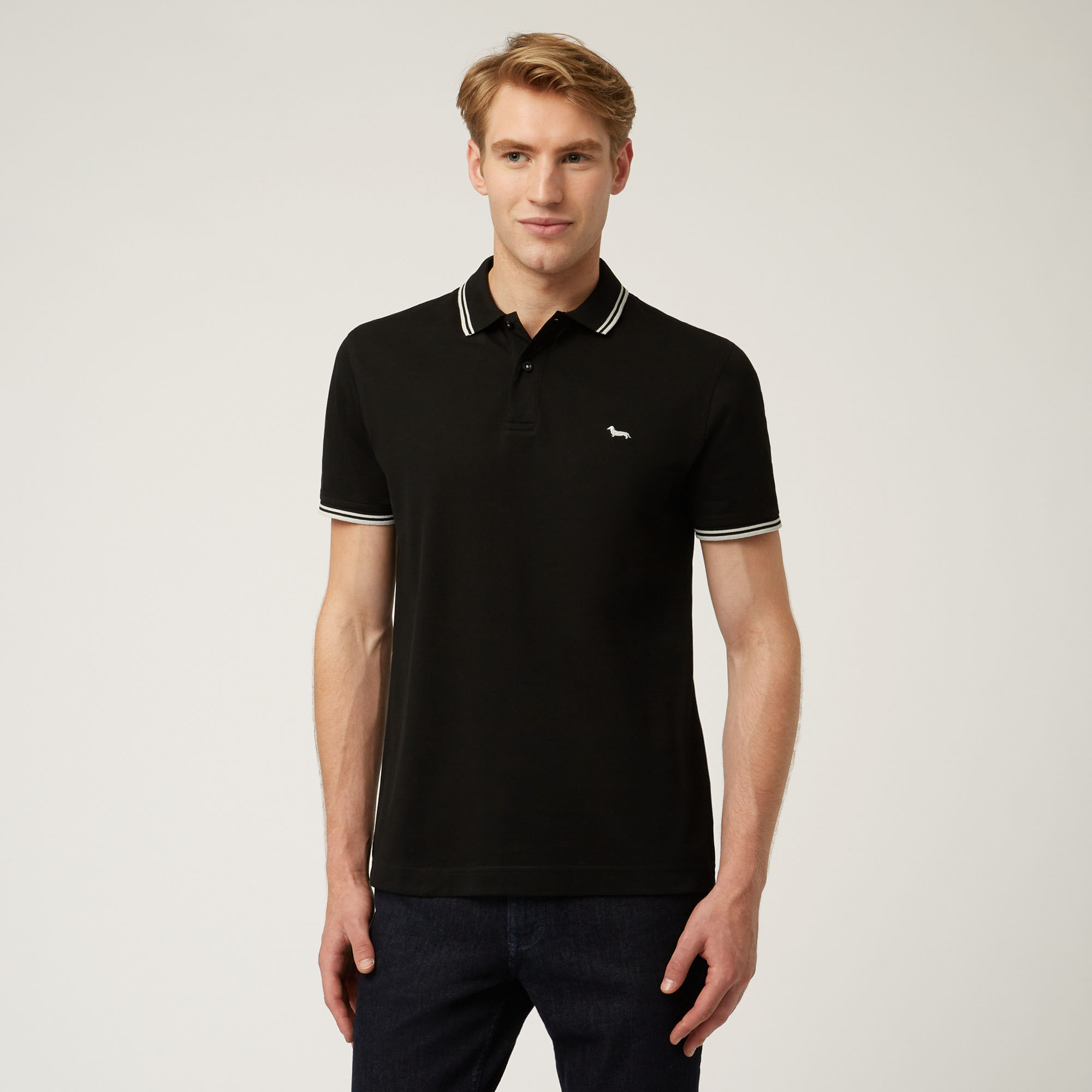 Polo Essentials in cotone tinta unita, Nero, large image number 0