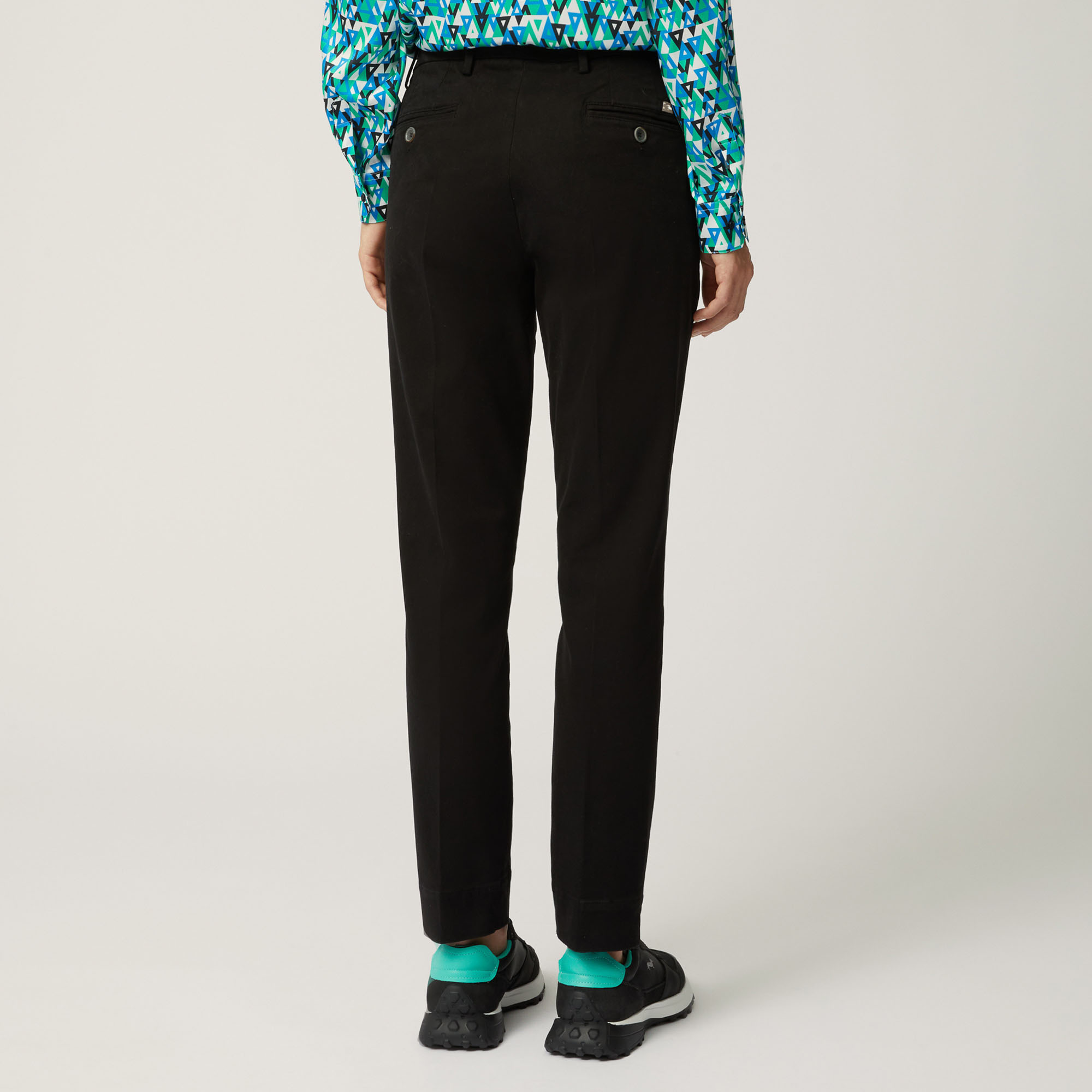 Stretch Cotton Chino Pants, Black, large image number 1