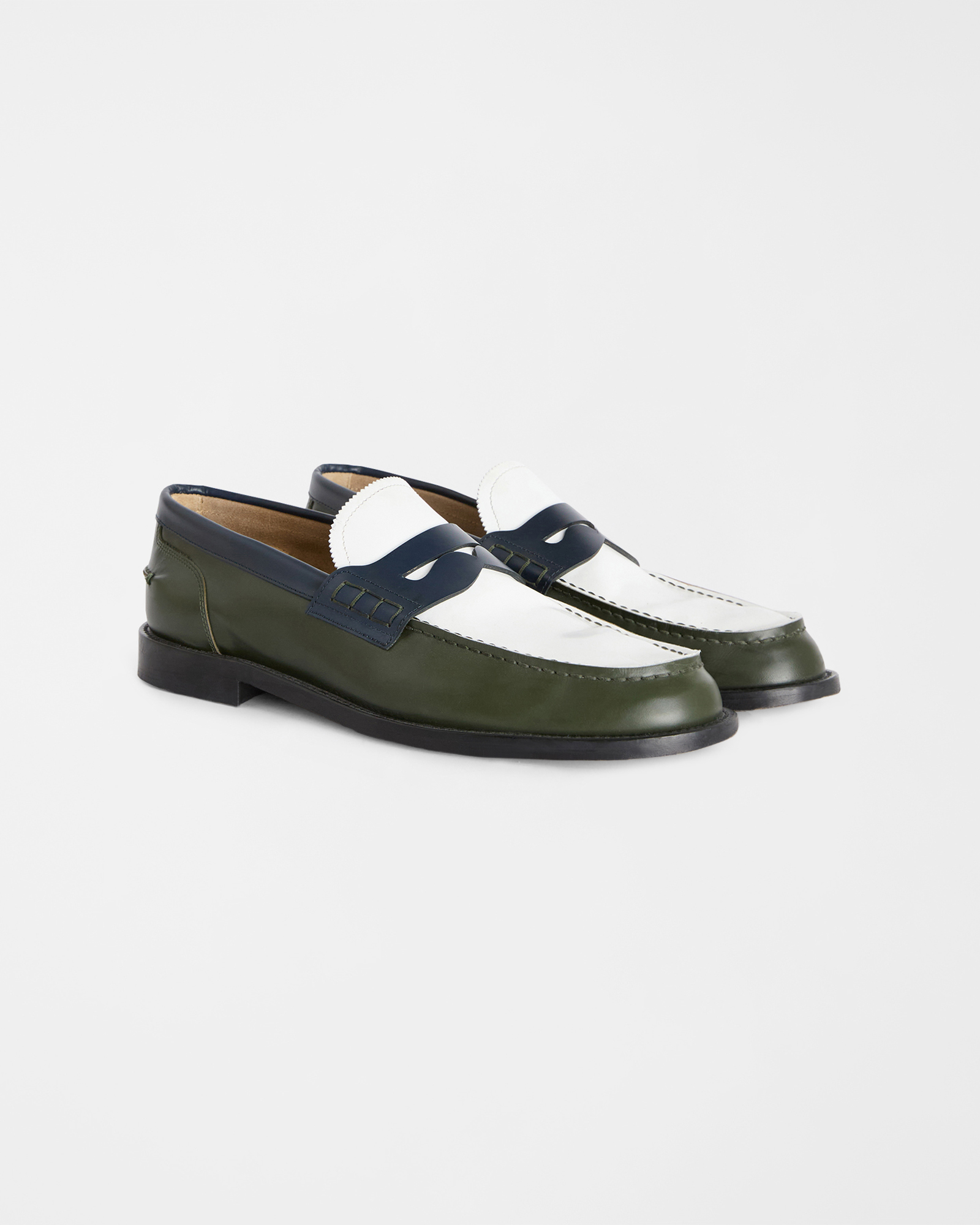 Double Color Leather College Loafers