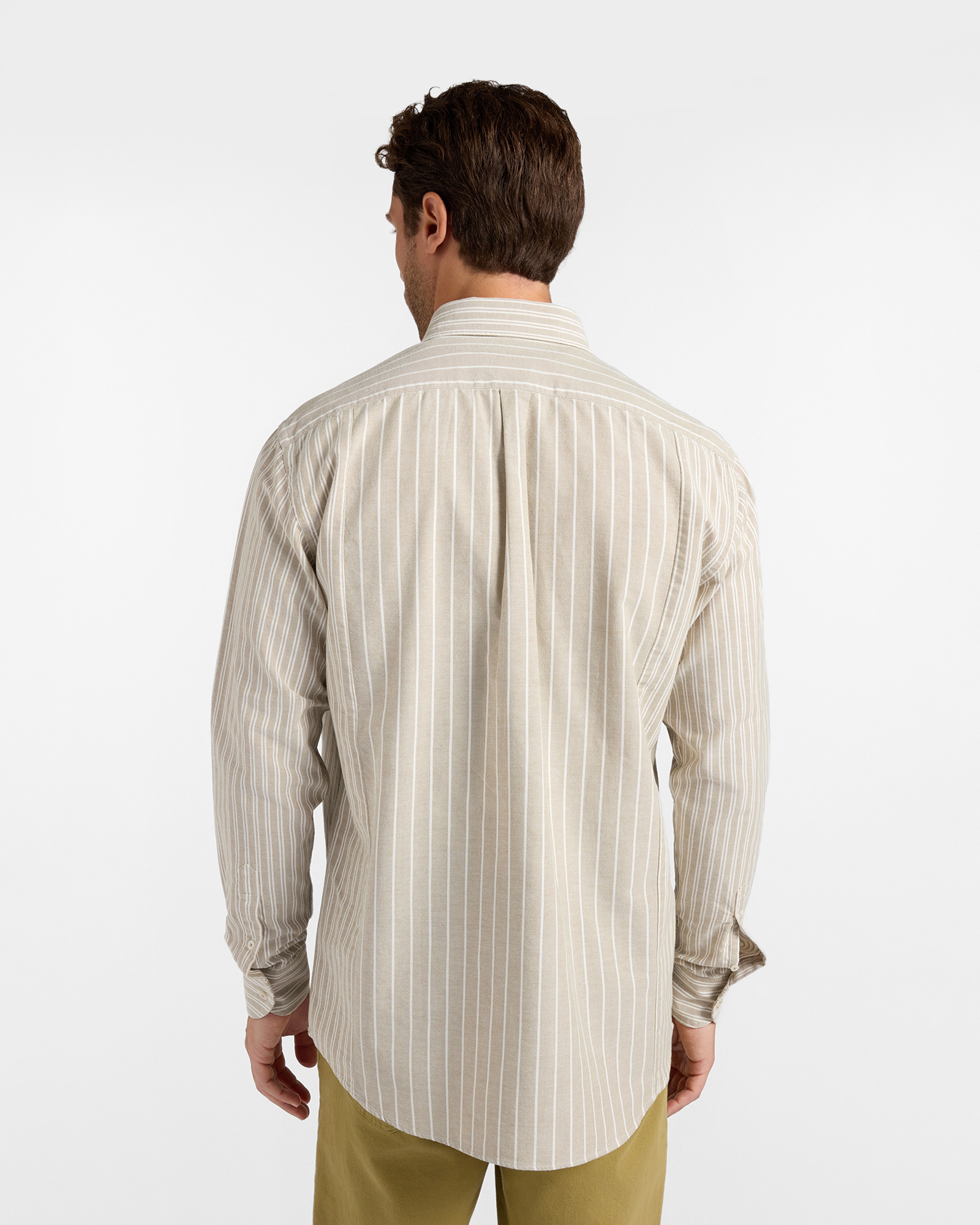 Camisa de hombre en tejido oxford org&aacute;nico de rayas Classic Fit, VERDE CLARO, large