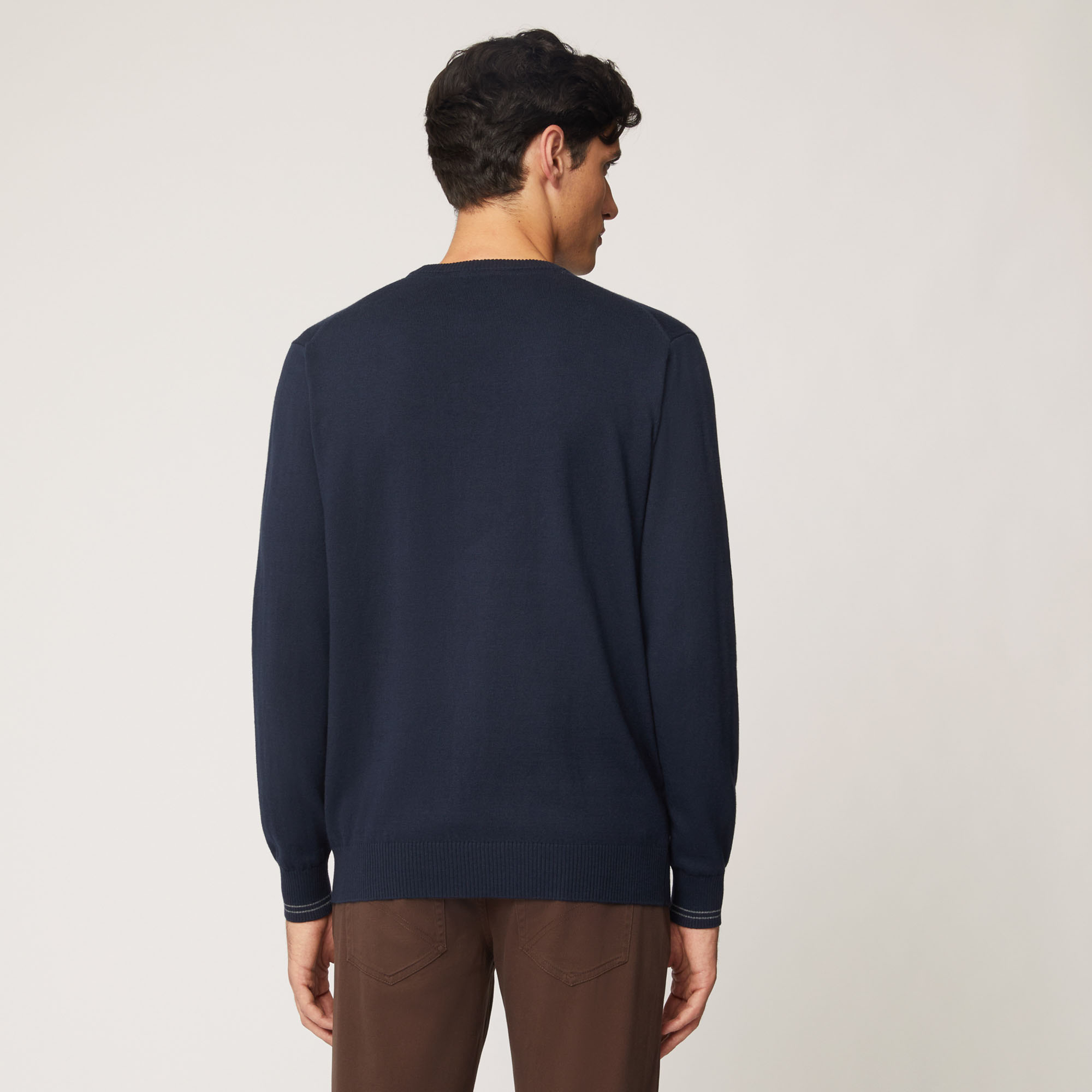 Pullover Girocollo Con Dettaglio A Contrasto Sui Polsi, Light Blue, large image number 1