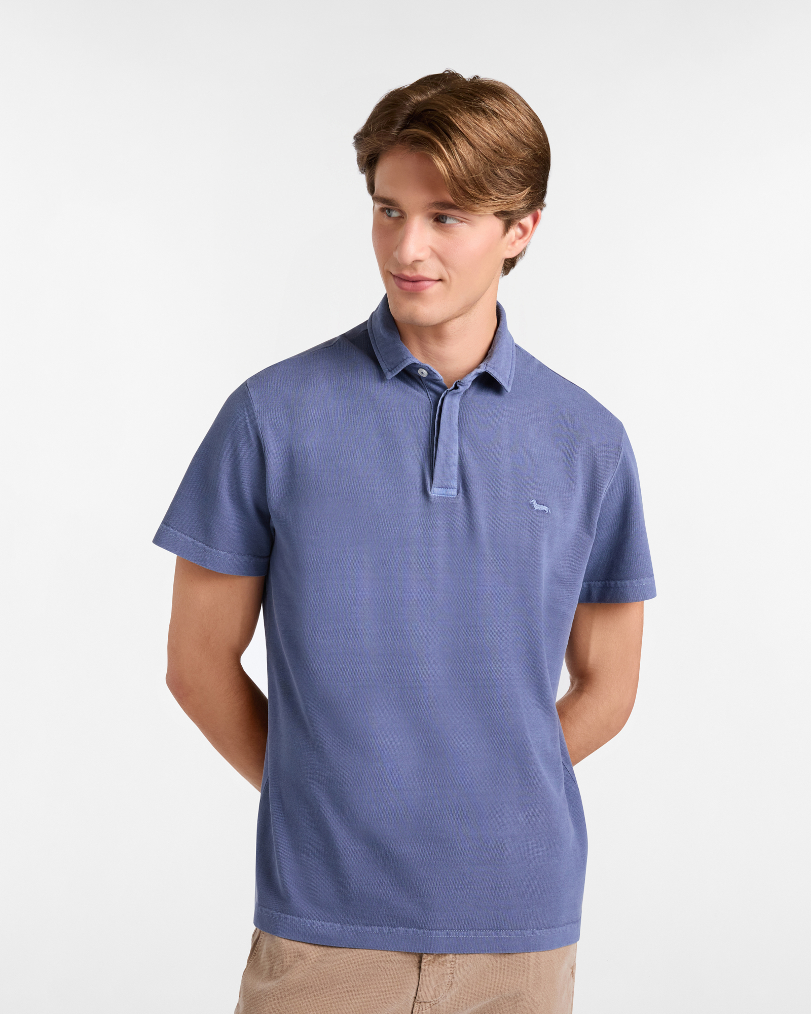 Cotton Polo with Dachshund, Dark Lavander, large
