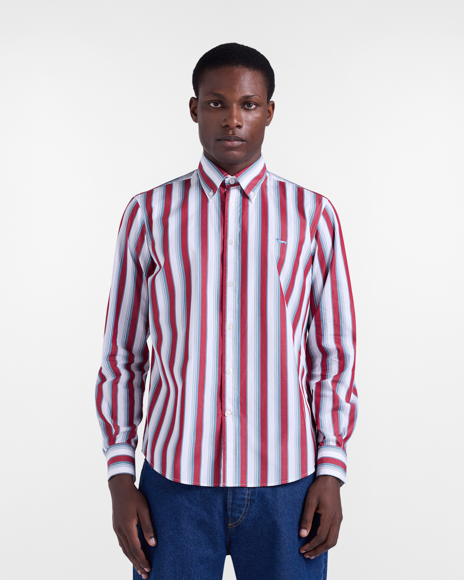 Men's regular-fit shirt with wide stripes