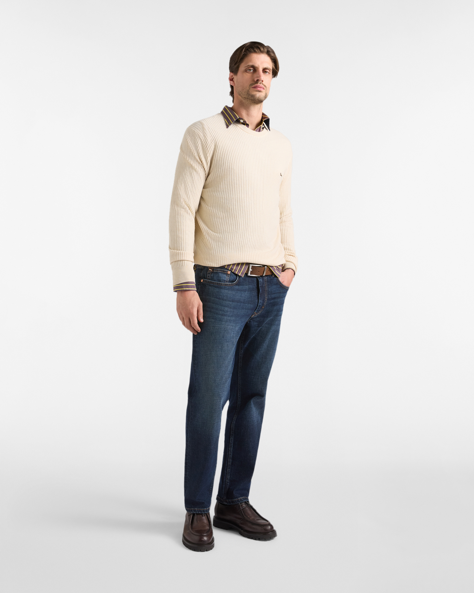 Maglia Uomo in misto lana e cotone Regular Fit Made in Italy, TORTORA, large