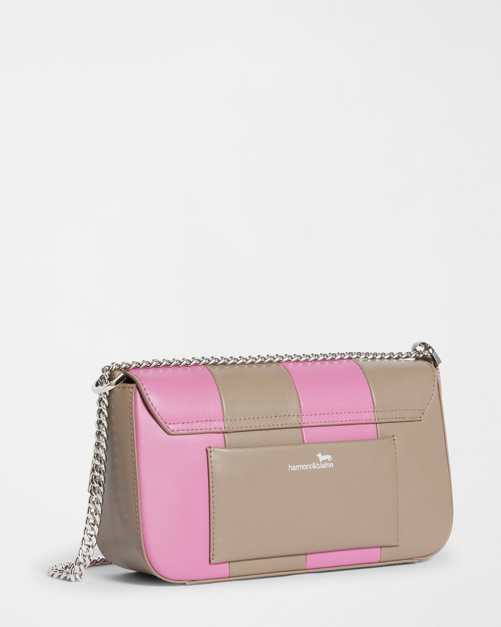 Bicolor Leather Bag With Flap