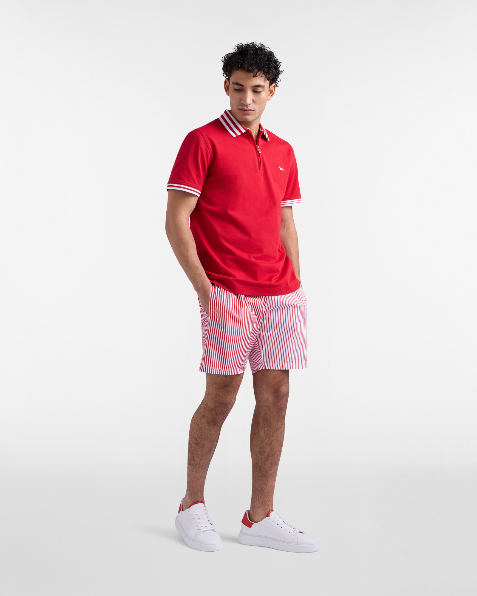 Polo de hombre con cremallera de la C&aacute;psula Sorbetto, Rojo, large image number 3