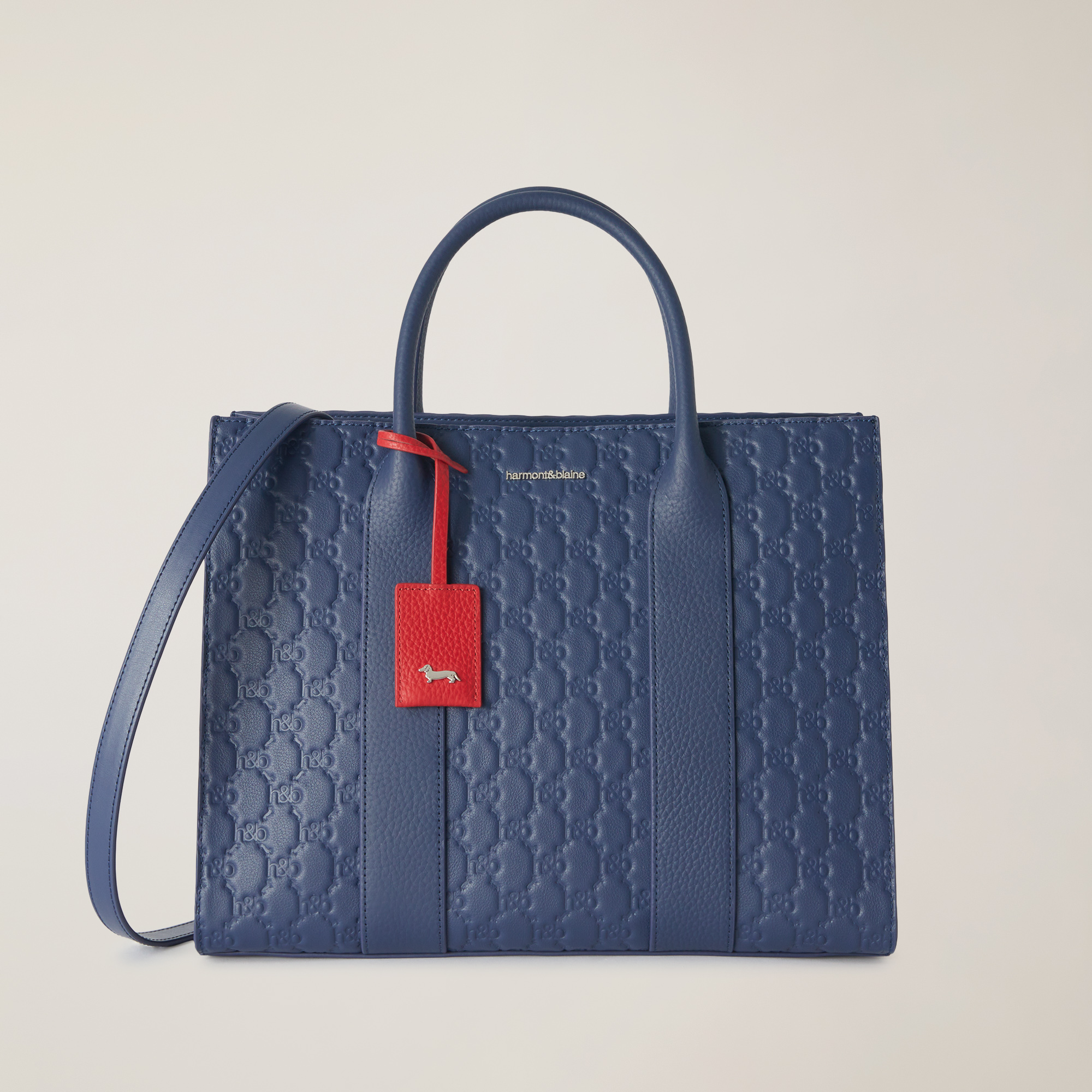 Handbag with Monogram, Blue, large image number 0