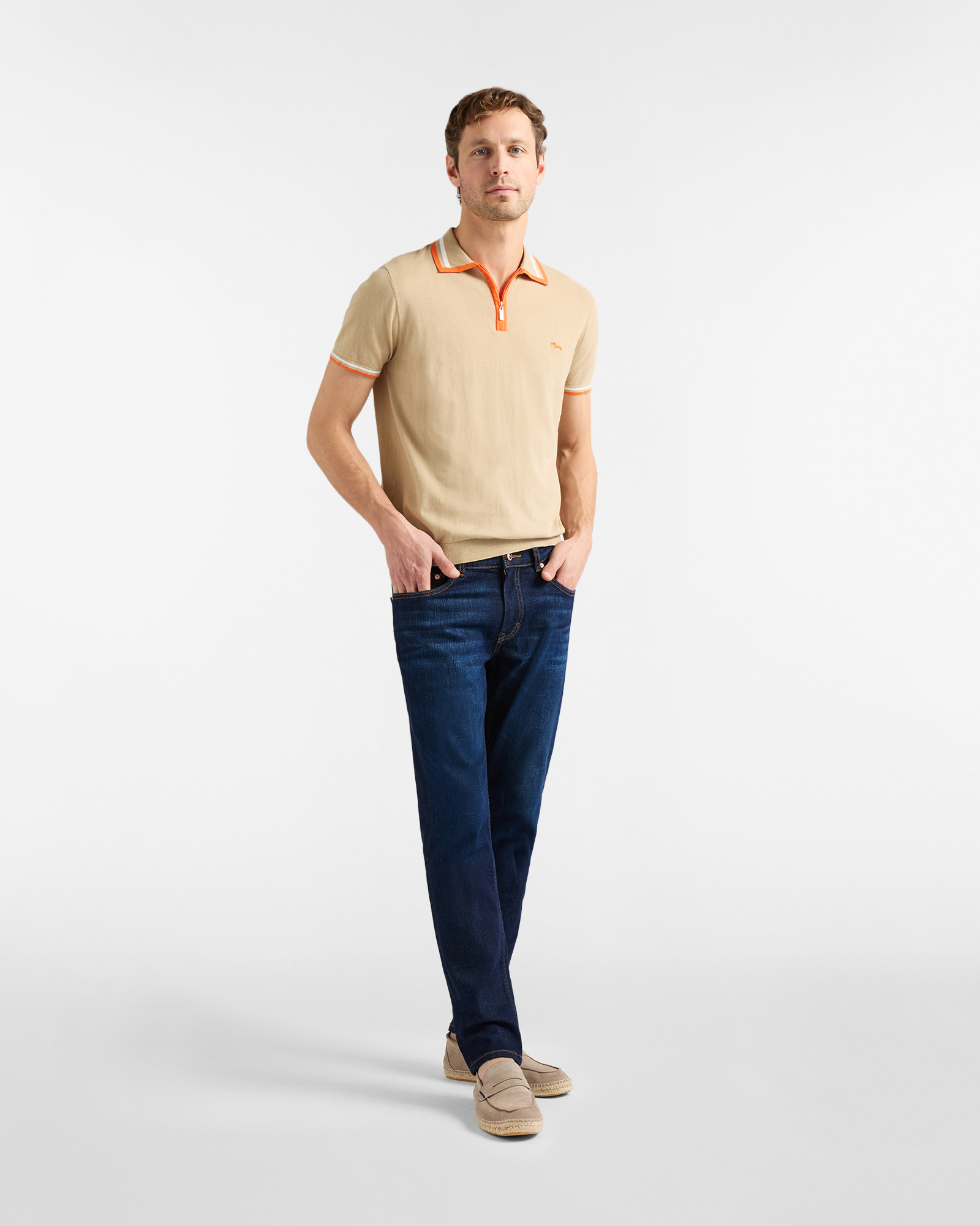 Knit polo shirt with zip, Beige, large image number 3