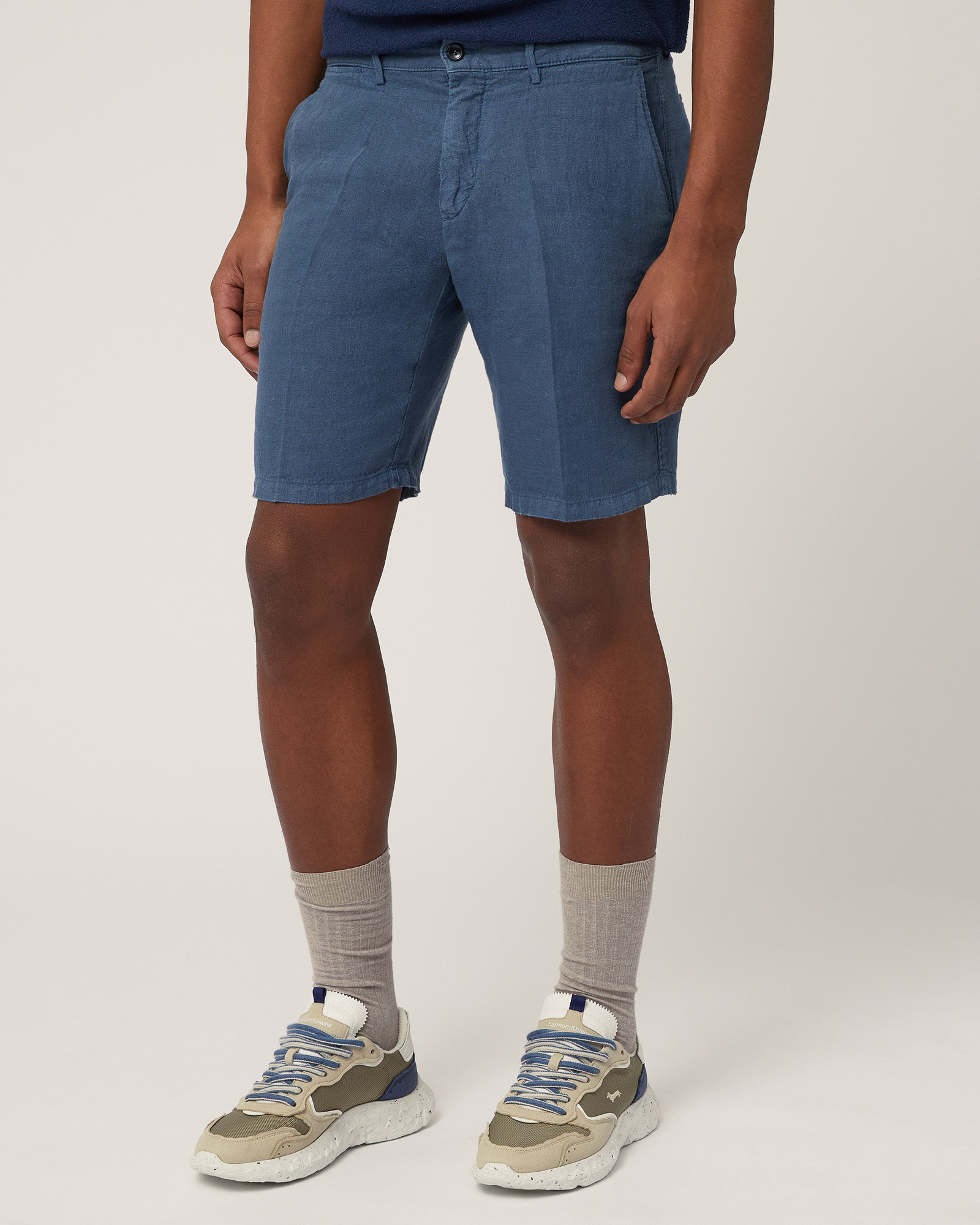 Regular Fit Linen Bermuda Shorts, Dark Lavender, large
