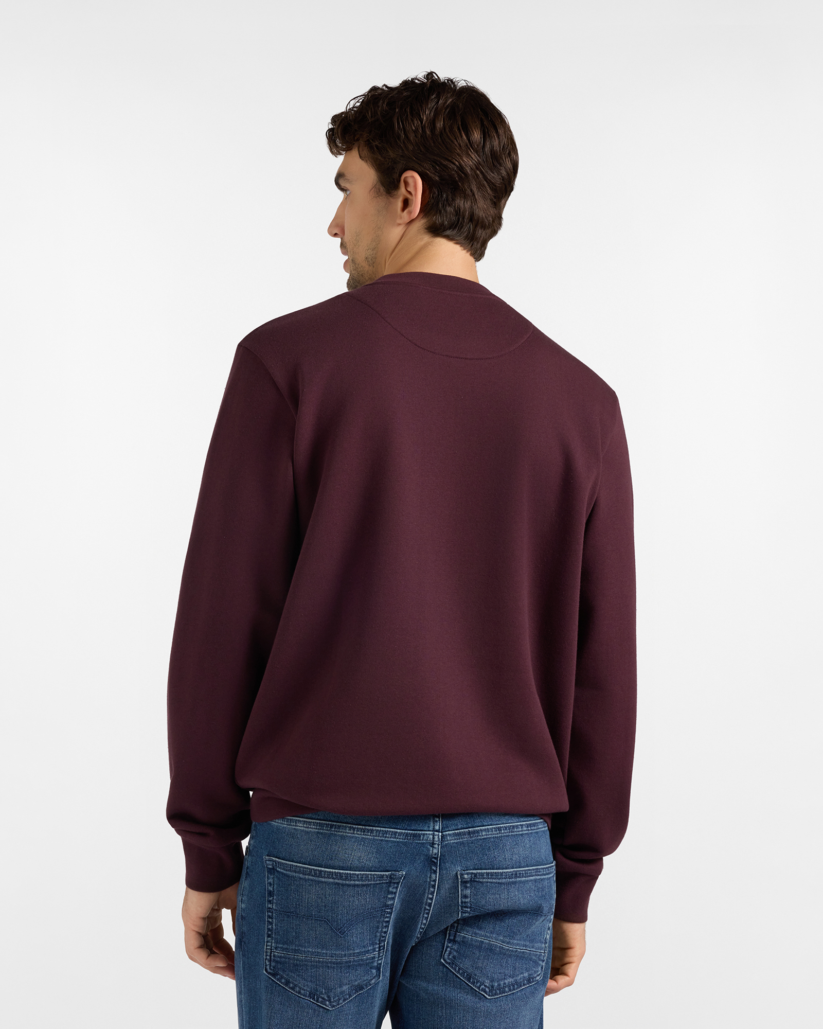 Felpa HBJ Uomo con patch logo in misto cotone, BORDEAUX, large