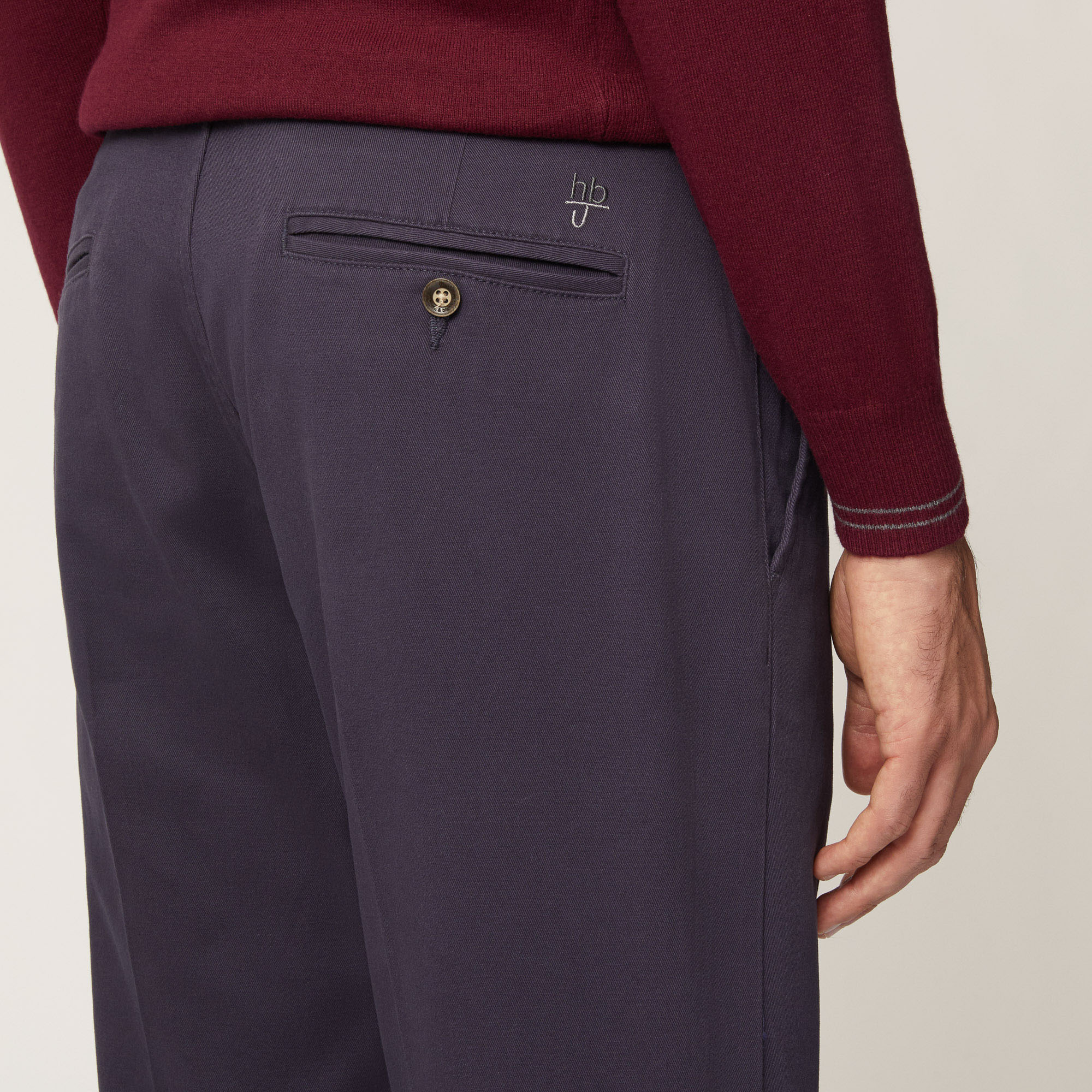 Pantalone Chino Narrow In Twill Pesante Di Cotone, Light Blue, large image number 2