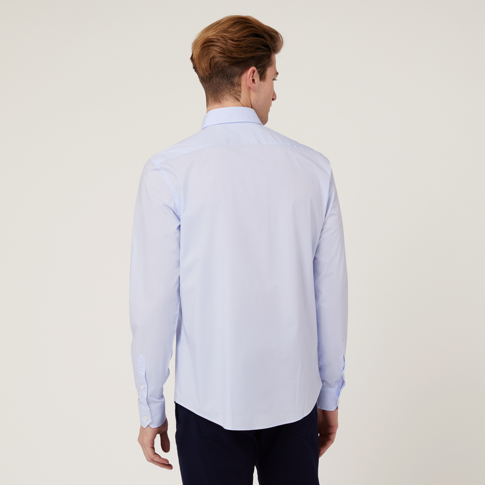 Stretch Cotton Poplin Shirt, Sky Blue, large image number 1