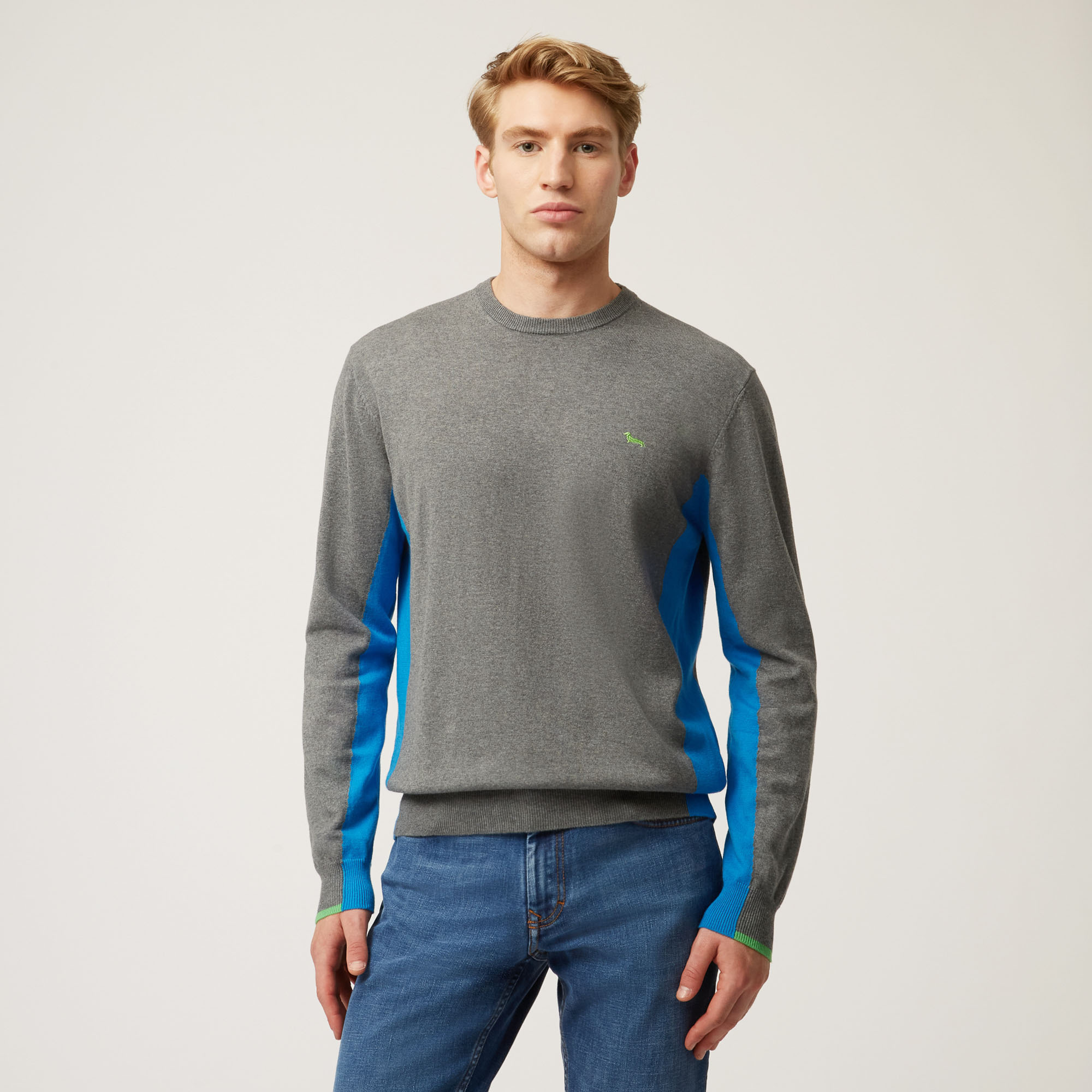 Pullover Girocollo Con Dettagli A Contrasto, Grigio, large image number 0