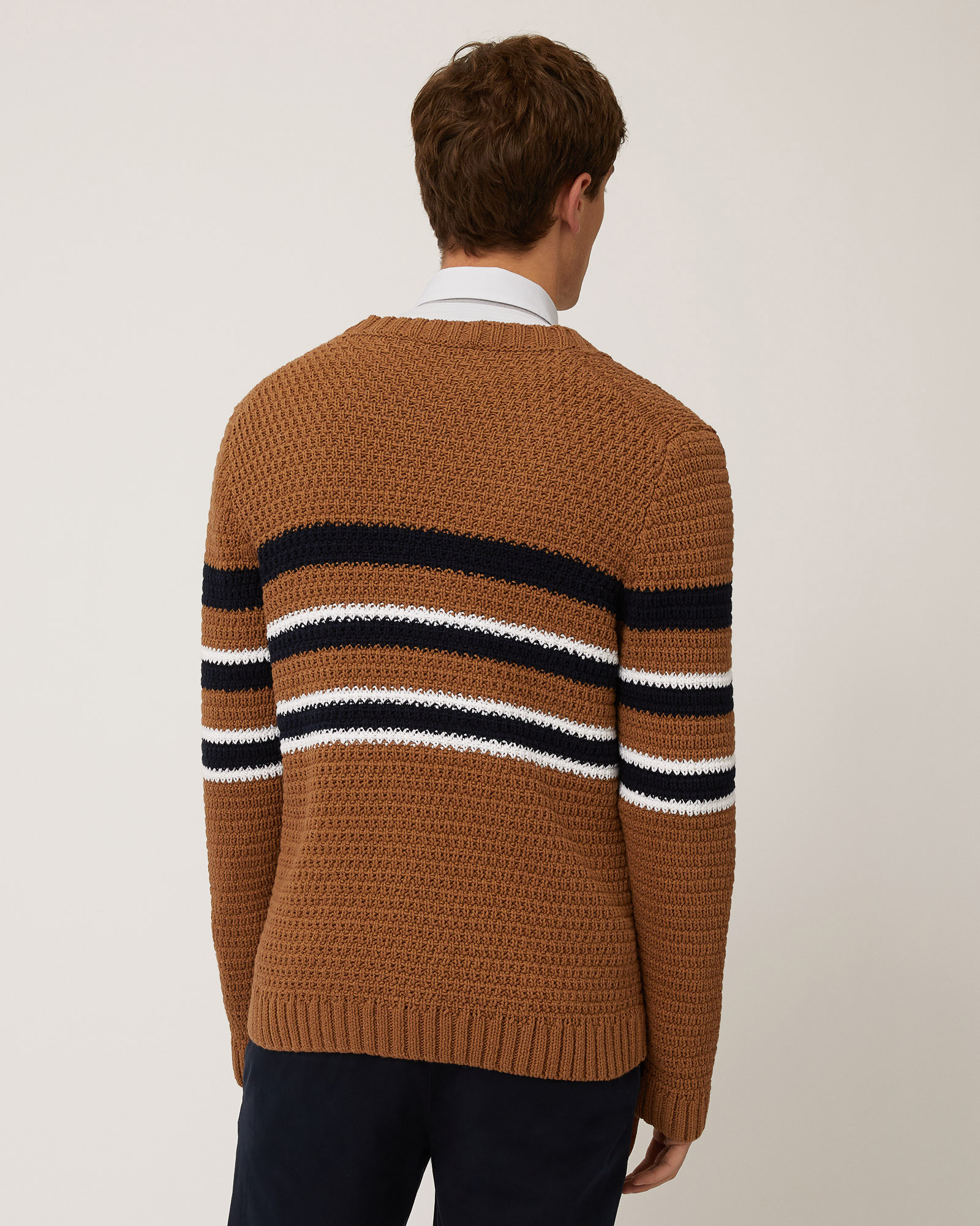 Maxi Cardigan with Placed Stripes, Siena Color, large image number 1