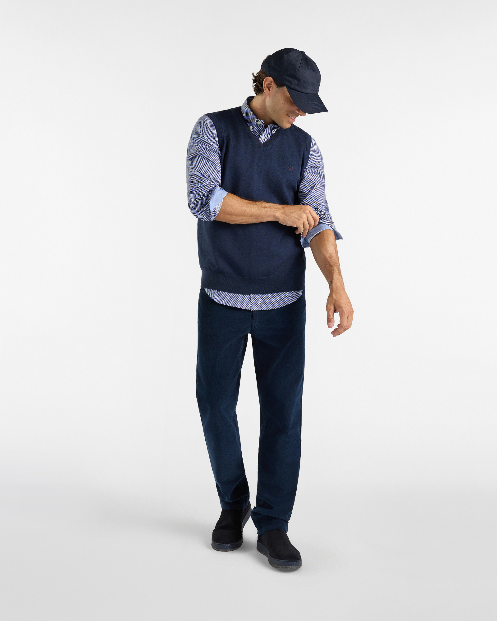Gilet in maglia HBJ Uomo in pura lana, BLU SCURO, large